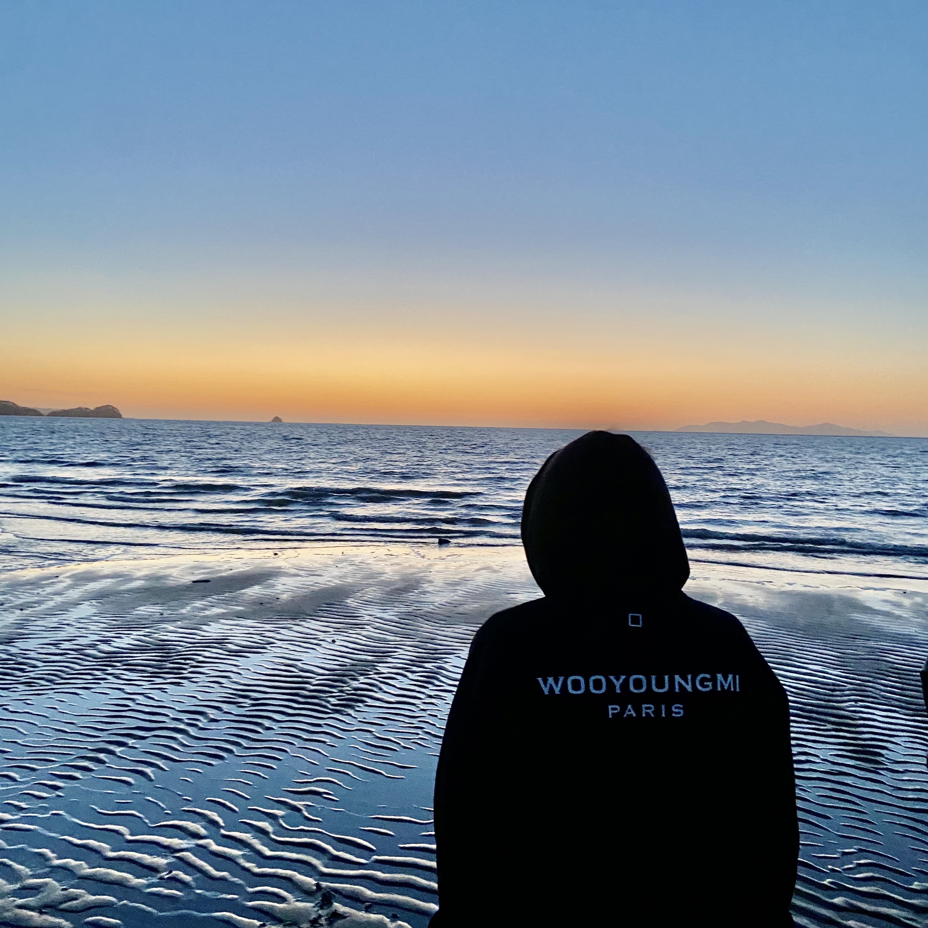 Wooyoungmi Cotton Back Logo Hooded Sweatshirt Black - 23SS 착용 스타일