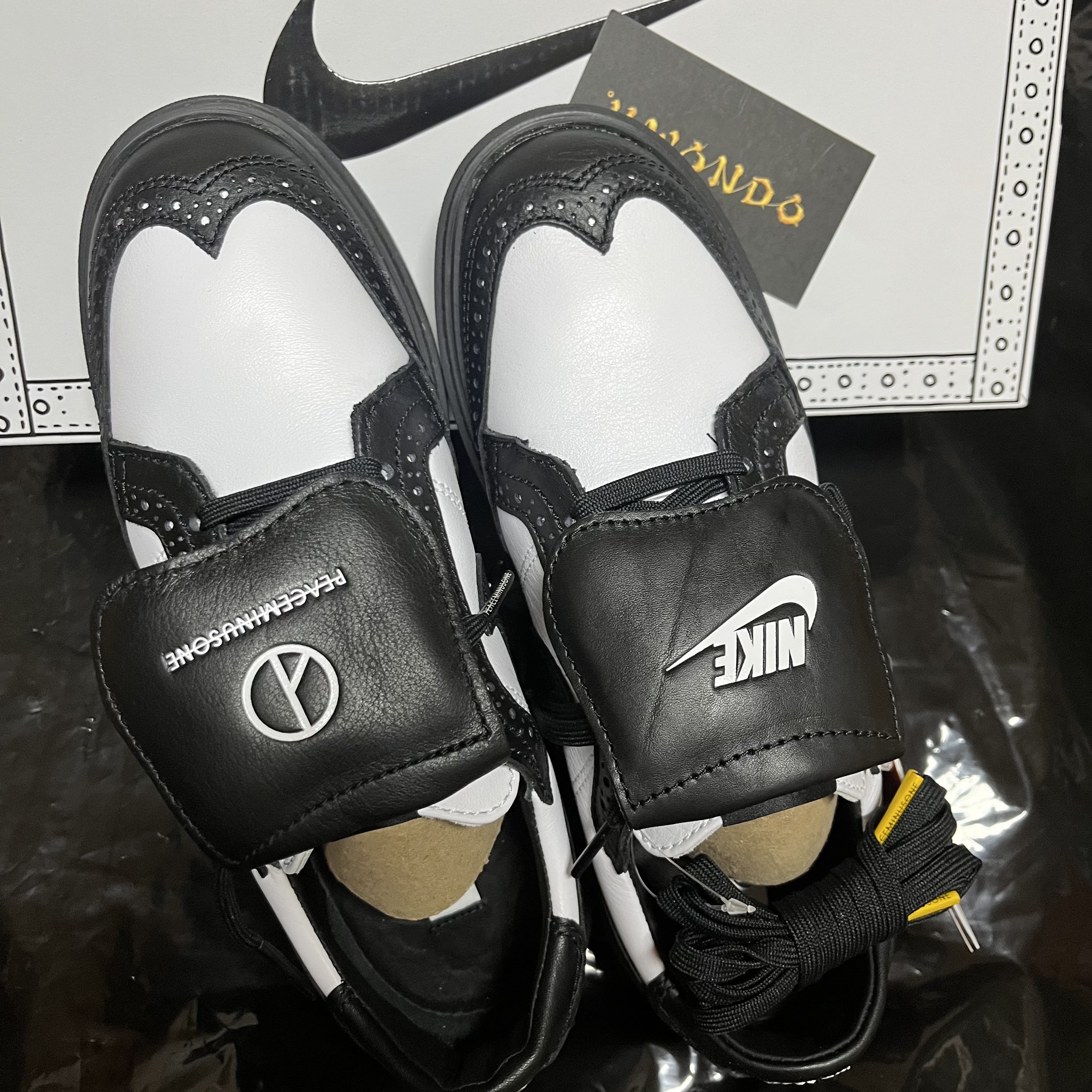 Nike x Peaceminusone Kwondo1 Black and White 착용 스타일 - 1