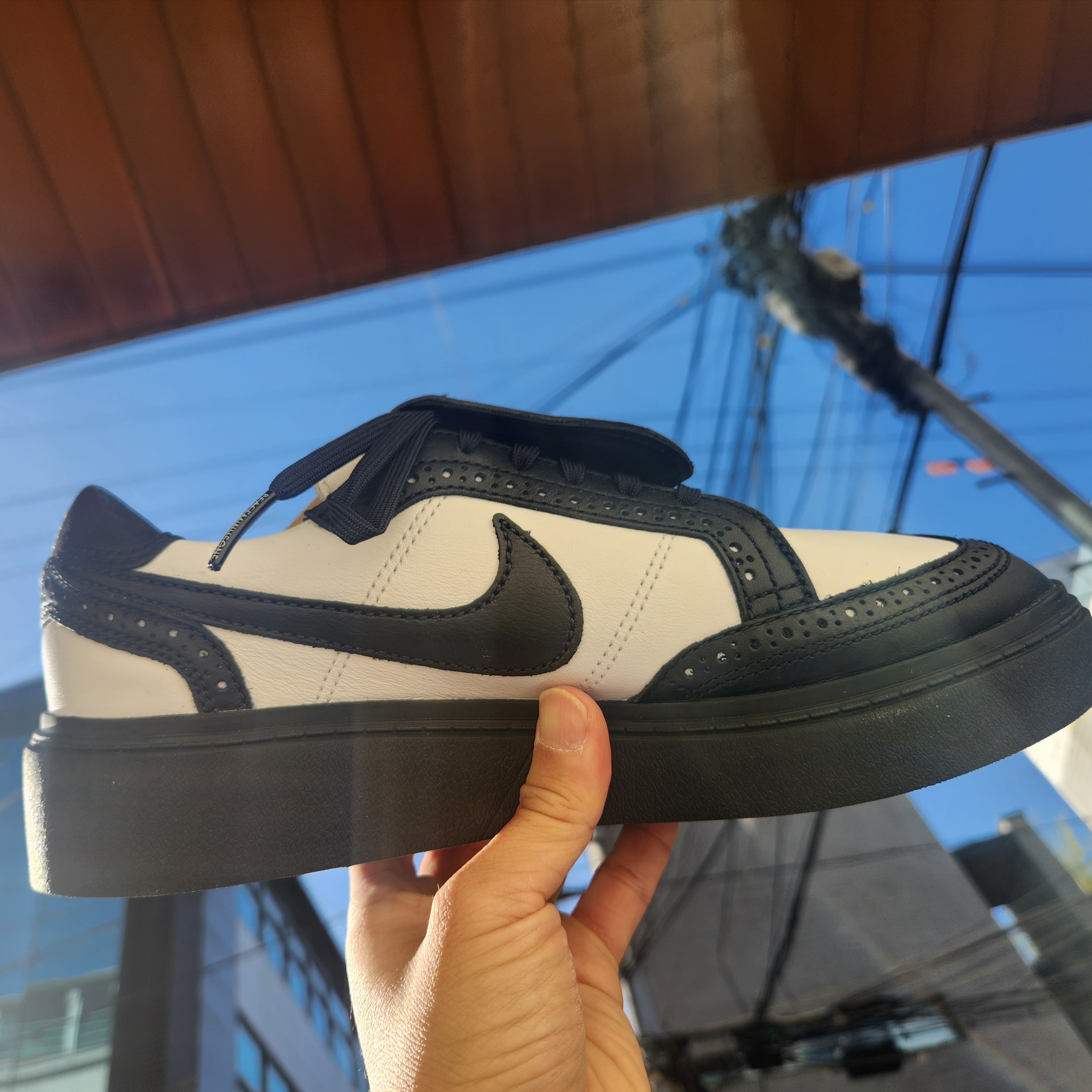 Nike x Peaceminusone Kwondo1 Black and White 착용 스타일 - 3