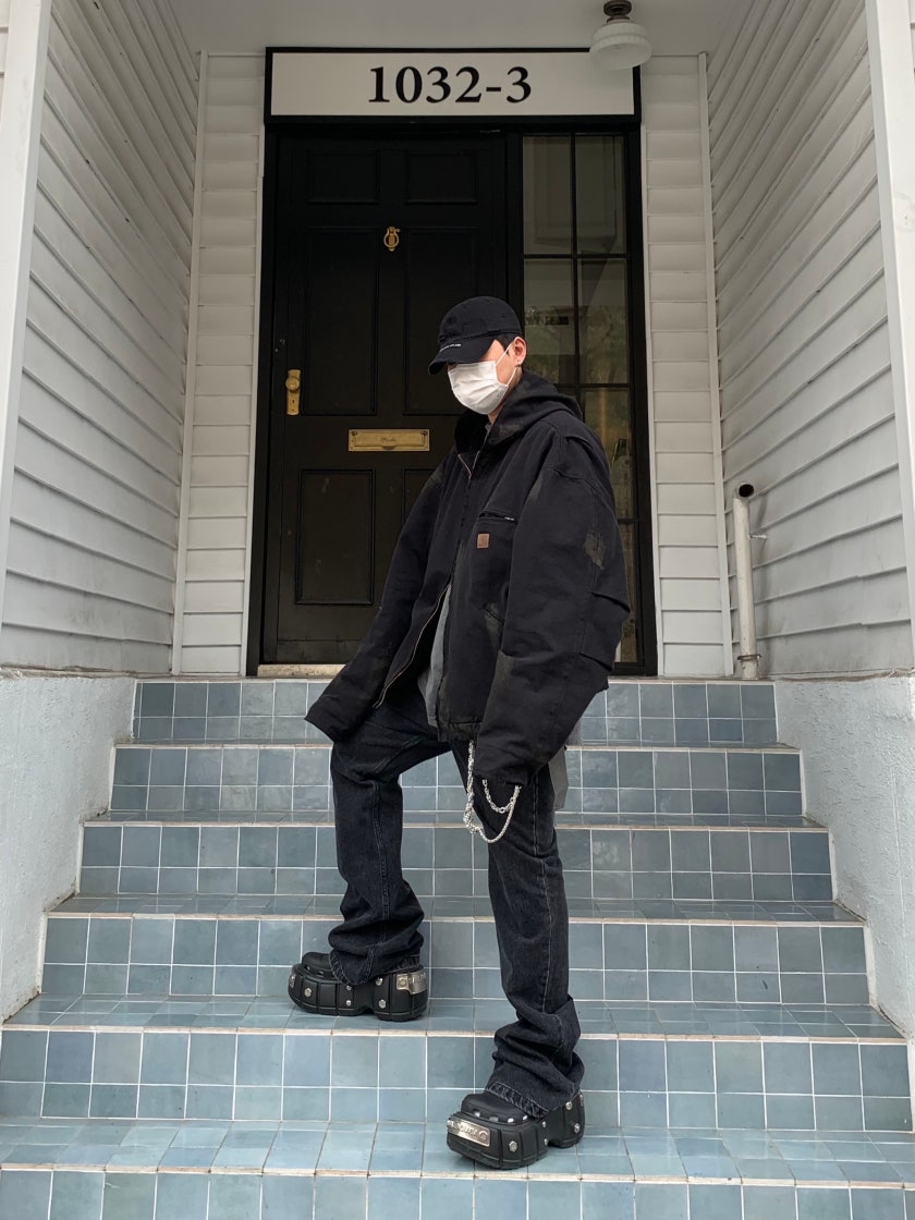 人気 韓国PROJECT G/R DISTRESSED MUD WORK JACKET