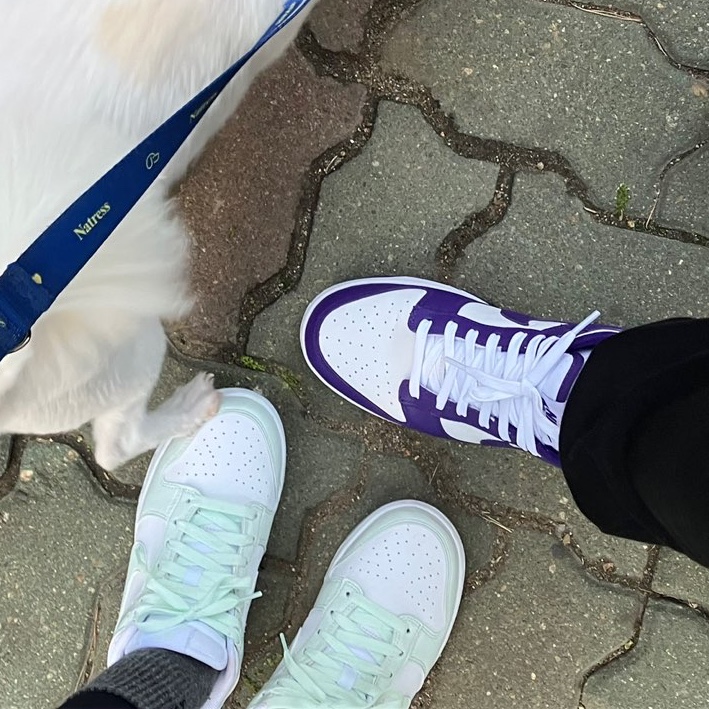 Nike Dunk Low Retro Championship Court Purple, (W) Nike Dunk Low Next Nature Barely Green and White 착용 스타일 - 1