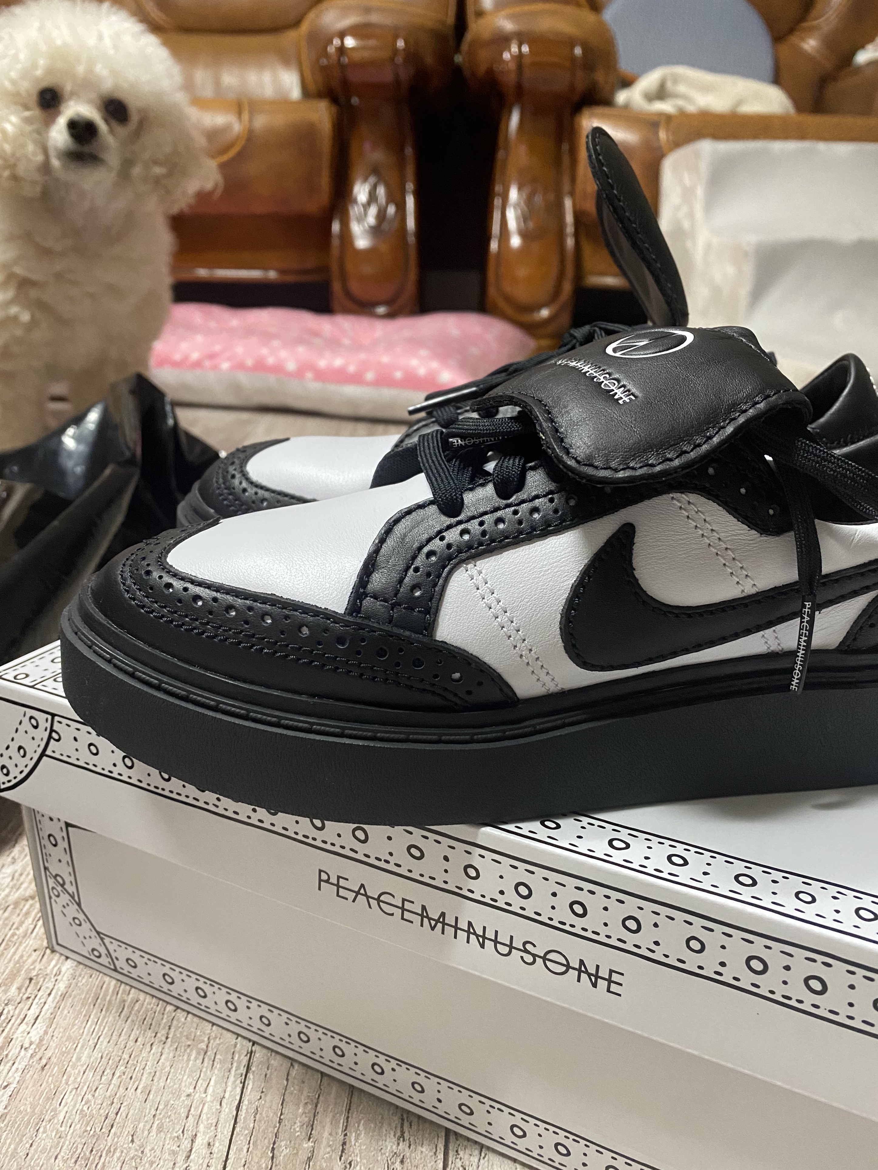 Nike x Peaceminusone Kwondo1 Black and White 착용 스타일 - 1