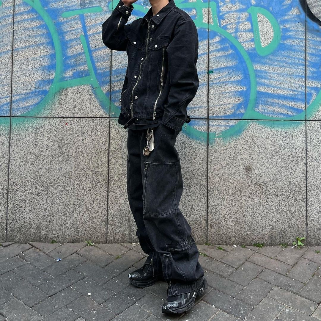Thevinylhouse Flight Denim Pants Black 착용 스타일 - 4