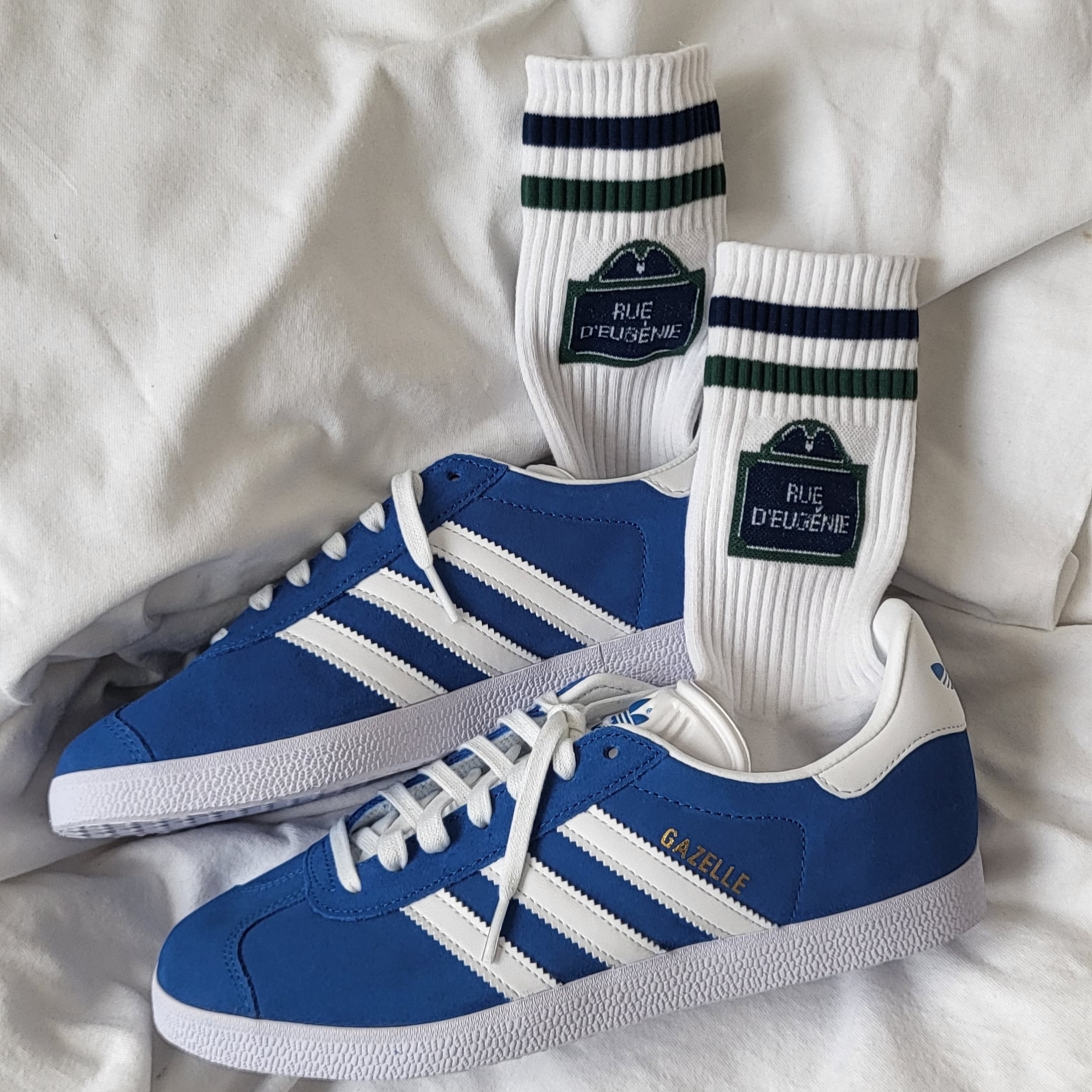 Adidas Gazelle Blue 착용 스타일