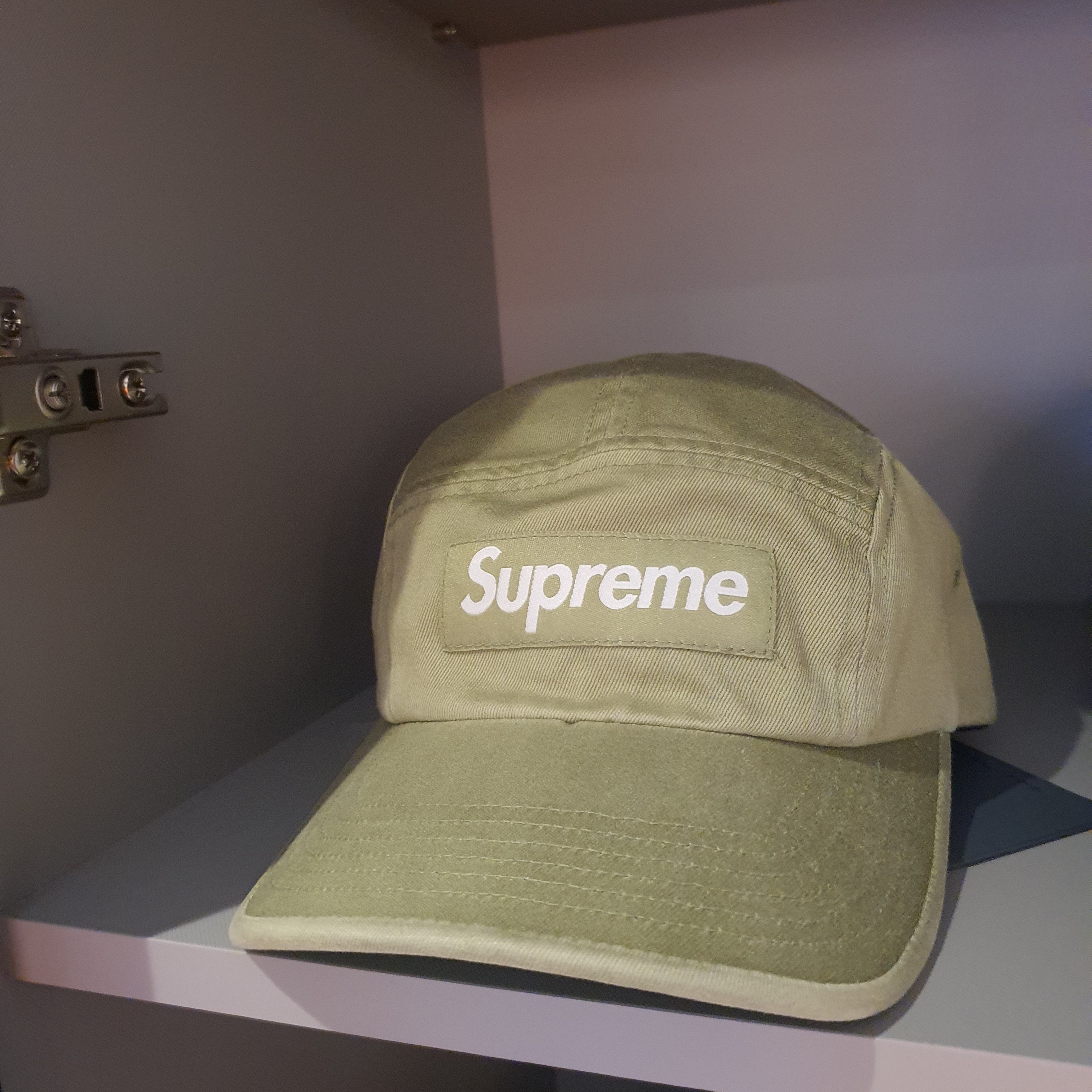 Supreme Washed Chino Twill Camp Cap Olive - 23SS 착용 스타일