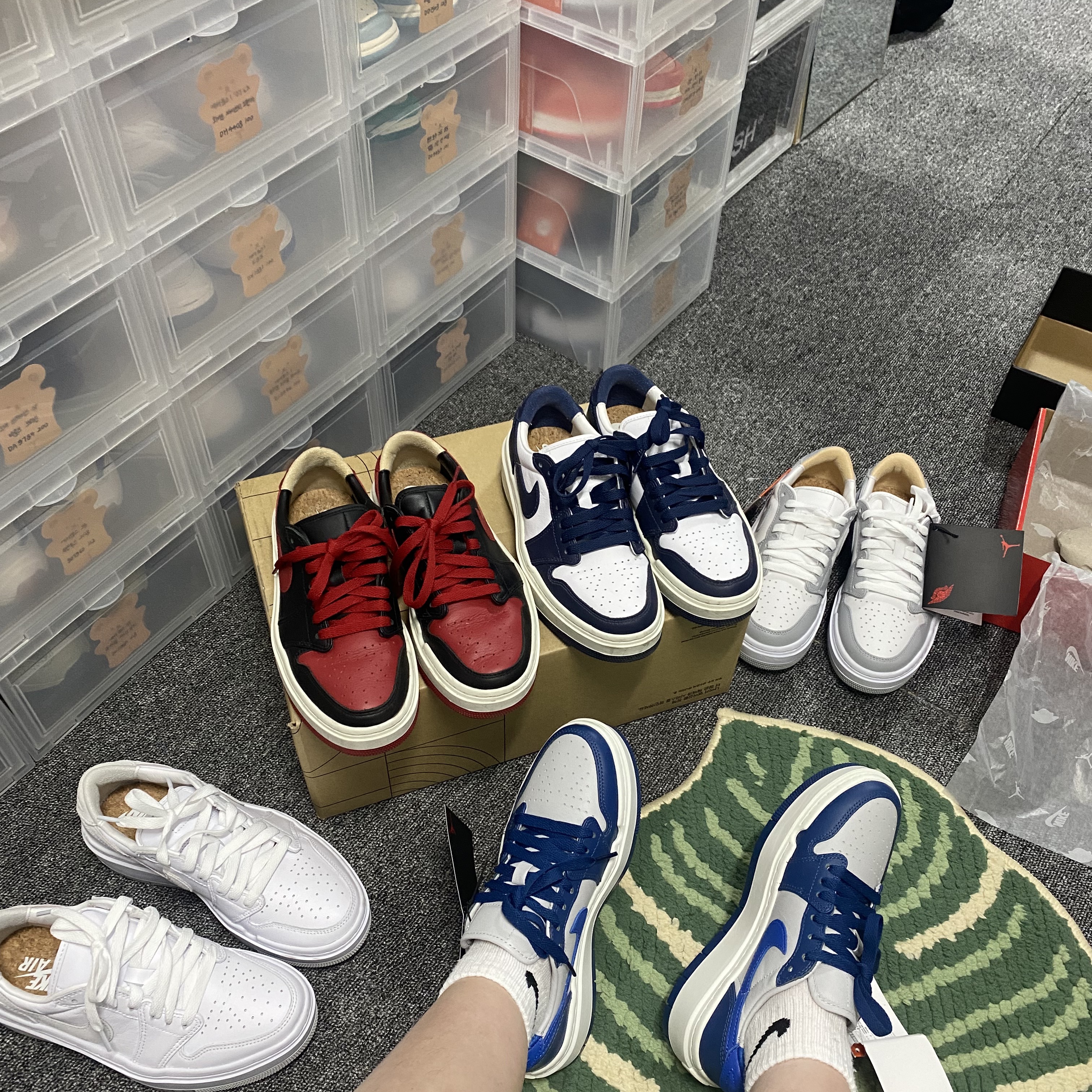 (W) Jordan 1 Elevate Low French Blue, (W) Jordan 1 Elevate Low White Wolf Grey 착용 스타일 - 4