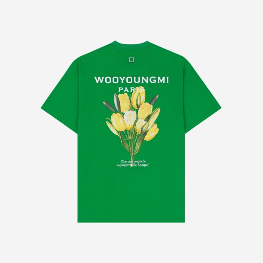 (W) Wooyoungmi Flower Print Back Logo T-Shirt Green - 22SS