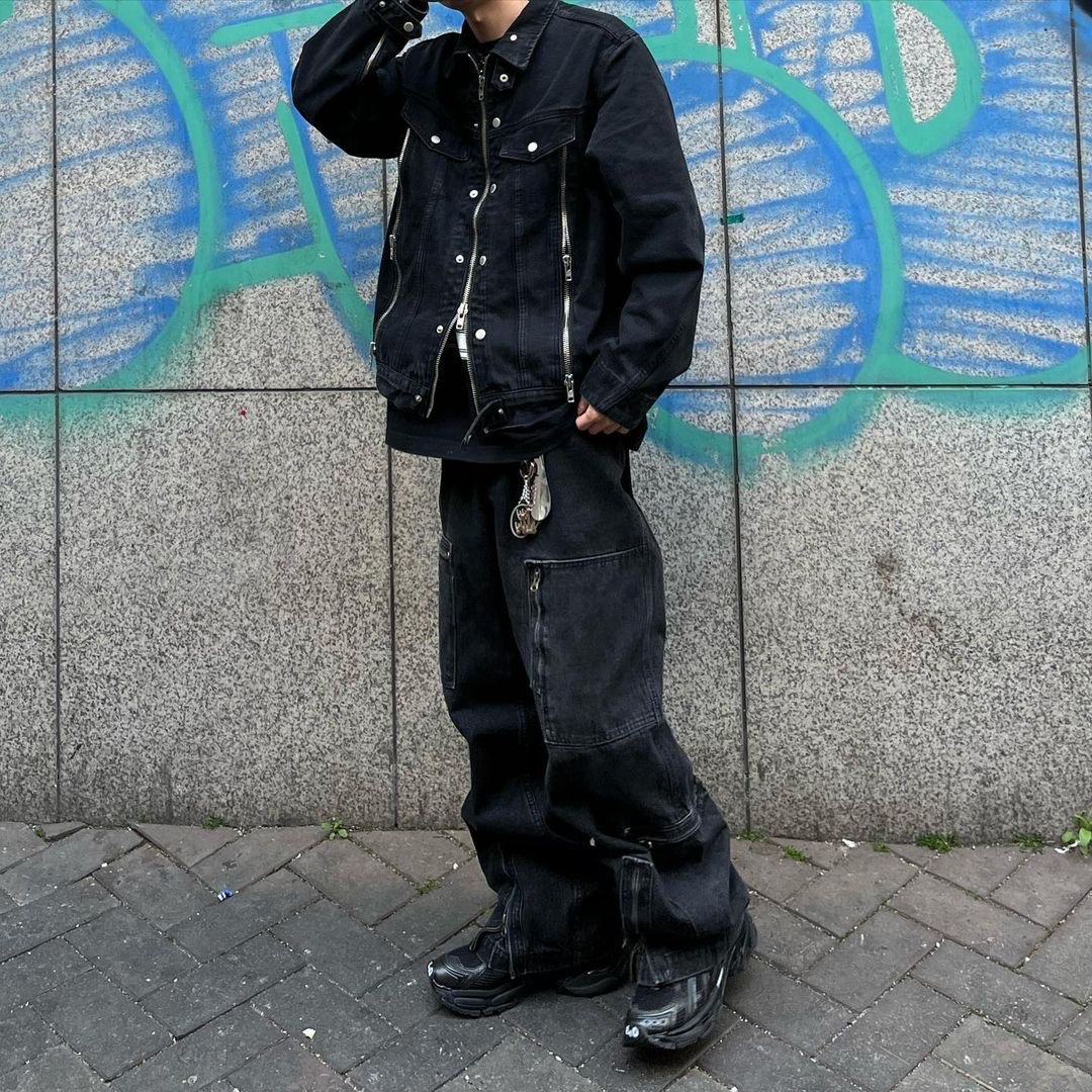 Thevinylhouse Flight Denim Pants Black 착용 스타일 - 2