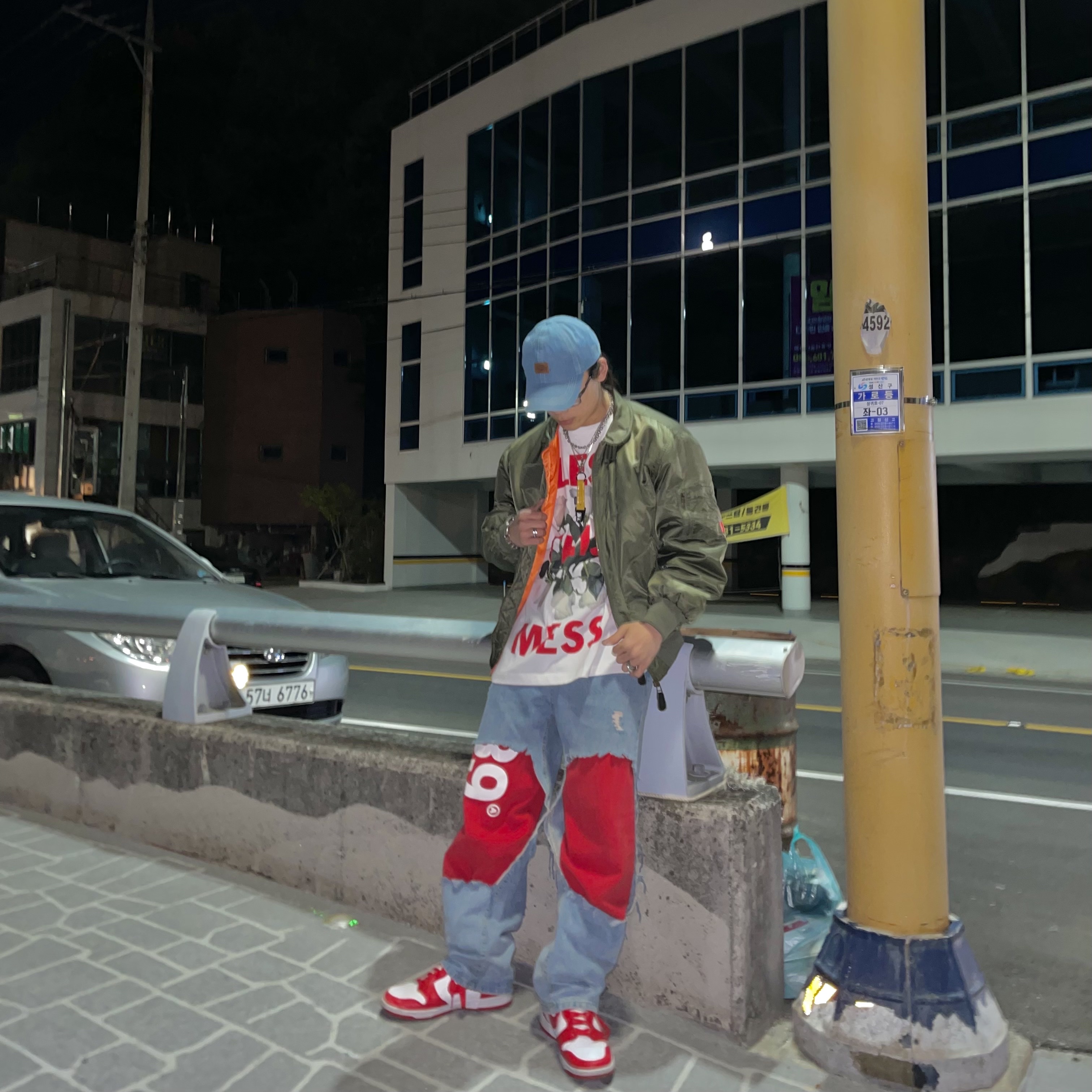 Nike Dunk High Retro Championship White and Red 착용 스타일 - 3