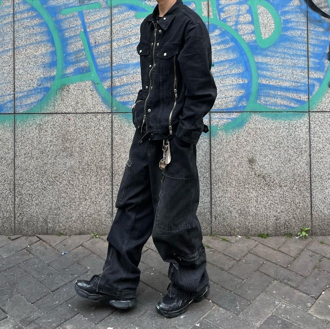 Thevinylhouse Flight Denim Pants Black 착용 스타일 - 3