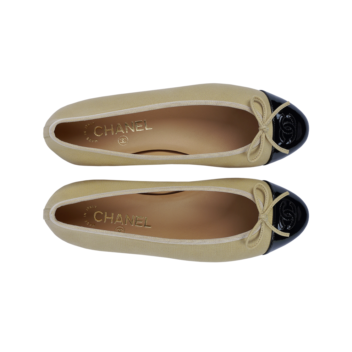 (W) 샤넬 발레리나 플랫 샤이니 고트스킨 페이턴트 카프스킨 & 라이트 베이지 블랙((W) Chanel Ballerina Flat Shiny Goatskin Patent Calfskin & Light Beige Black) - 3