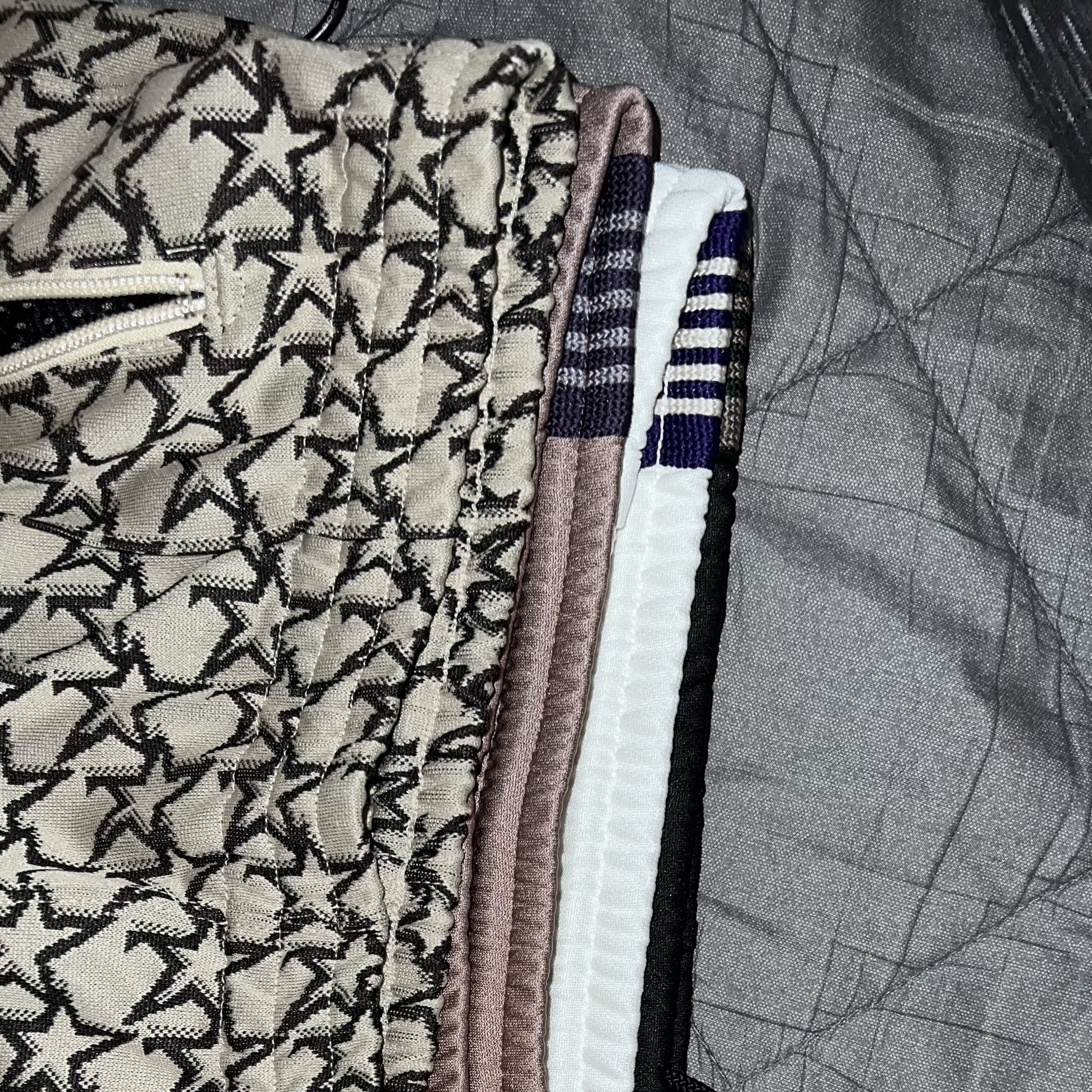 Needles H.D. Track Pants Poly Smooth Ice White, Needles Straight Track Pants Poly Smooth Taupe 착용 스타일