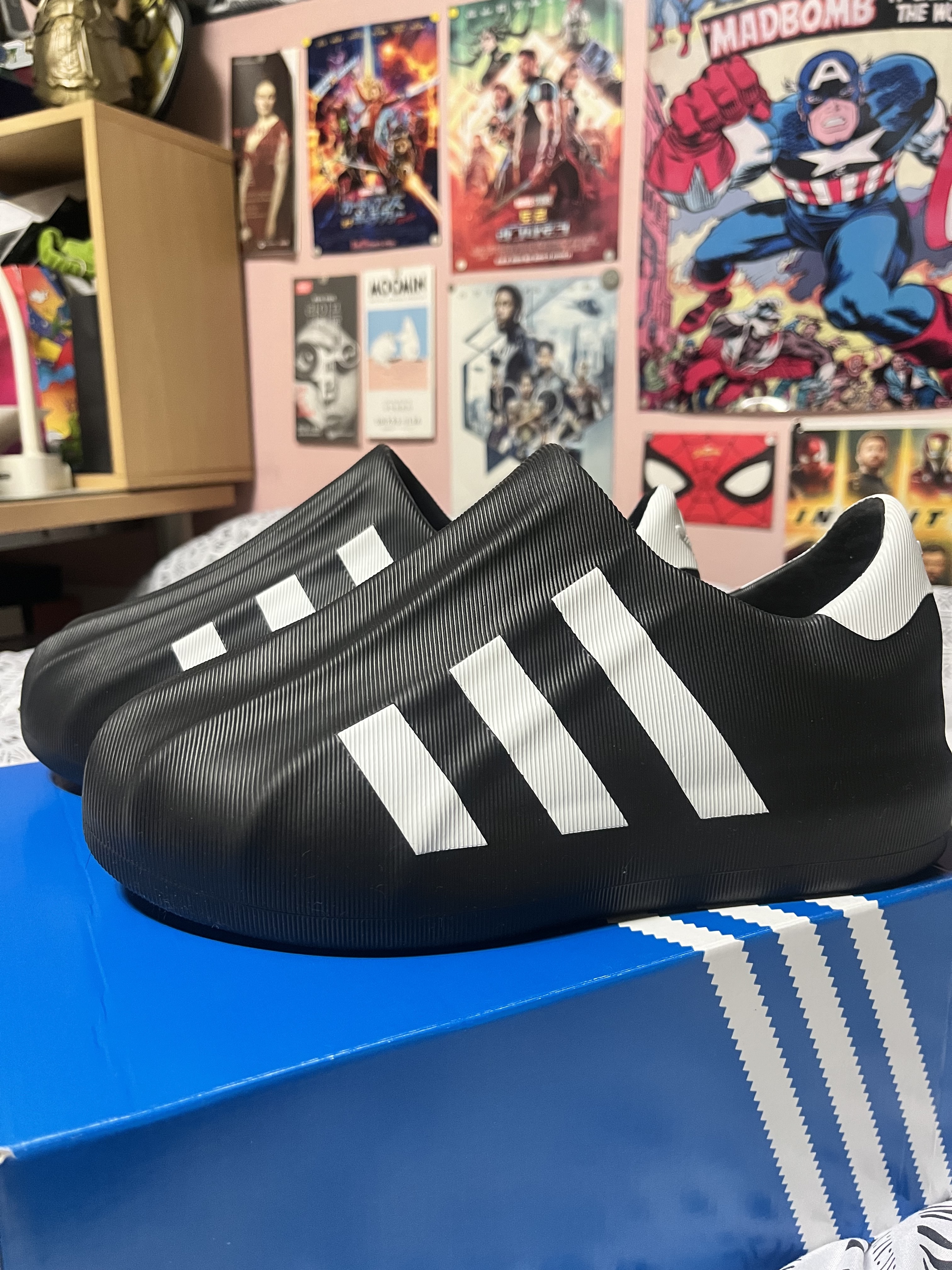 Adidas Adifom Superstar Core Black Cloud White 착용 스타일 - 1