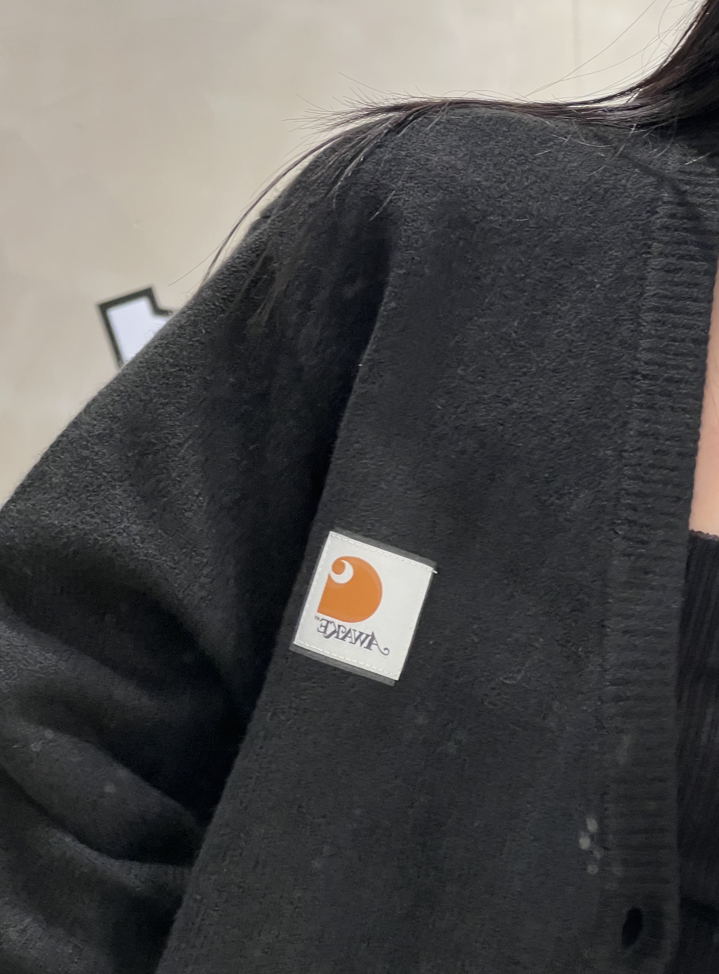 Carhartt WIP x Awake NY Cardigan Black, Nike Air Force 1 '07 Low Triple Black 착용 스타일 - 2