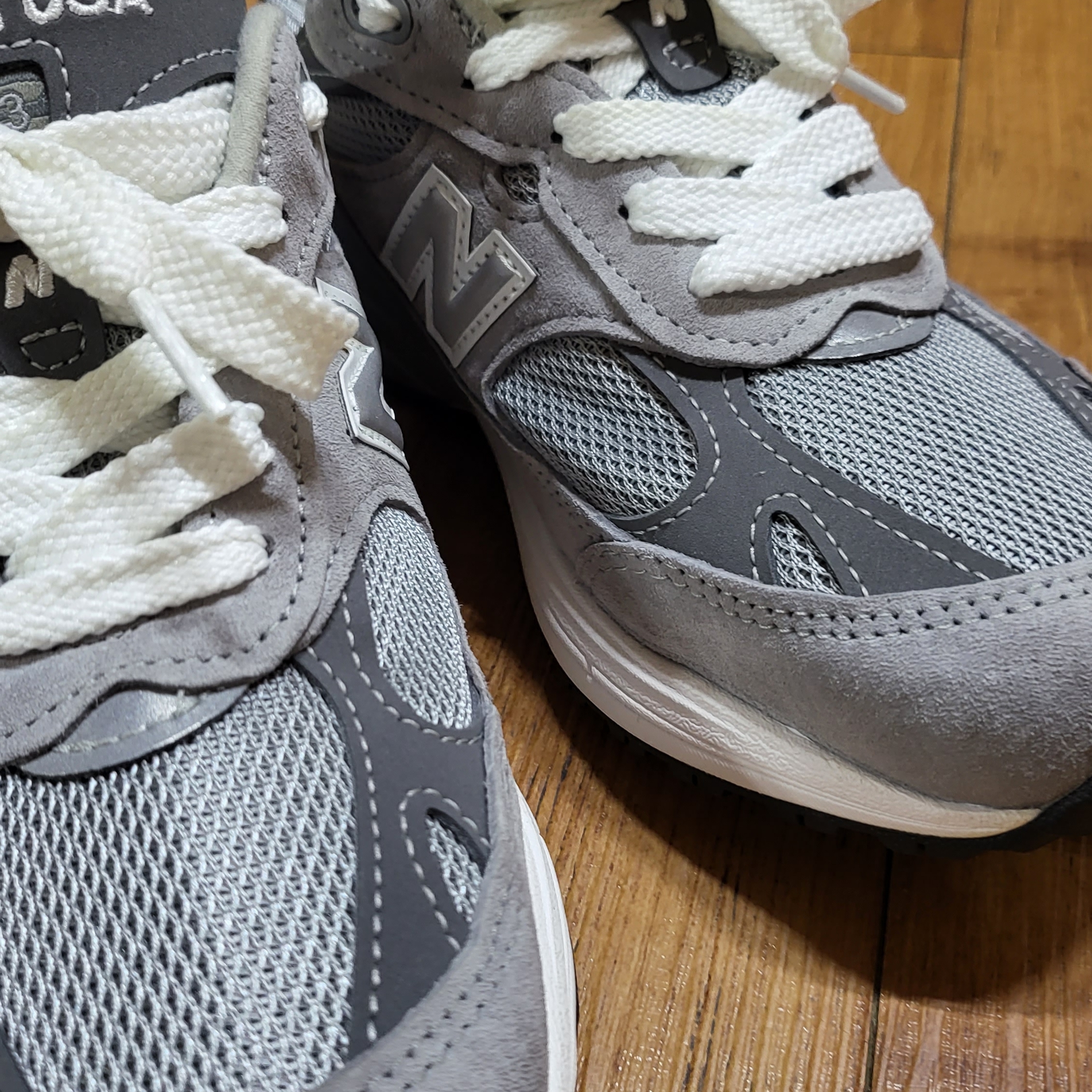 (W) New Balance 993 Made in USA Grey - D Wide 착용 스타일