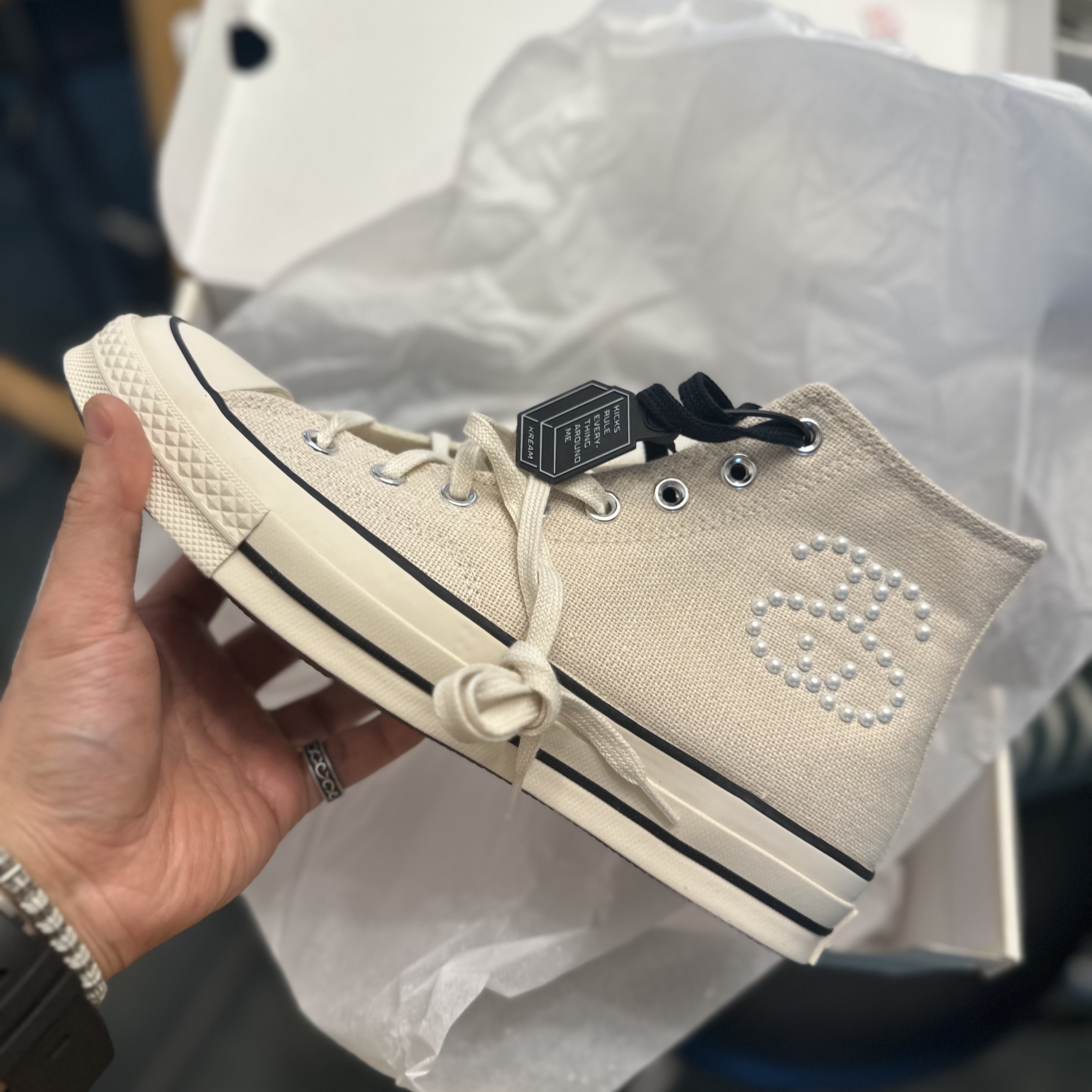 Converse x Stussy Chuck 70 High Natural Ivory 착용 스타일
