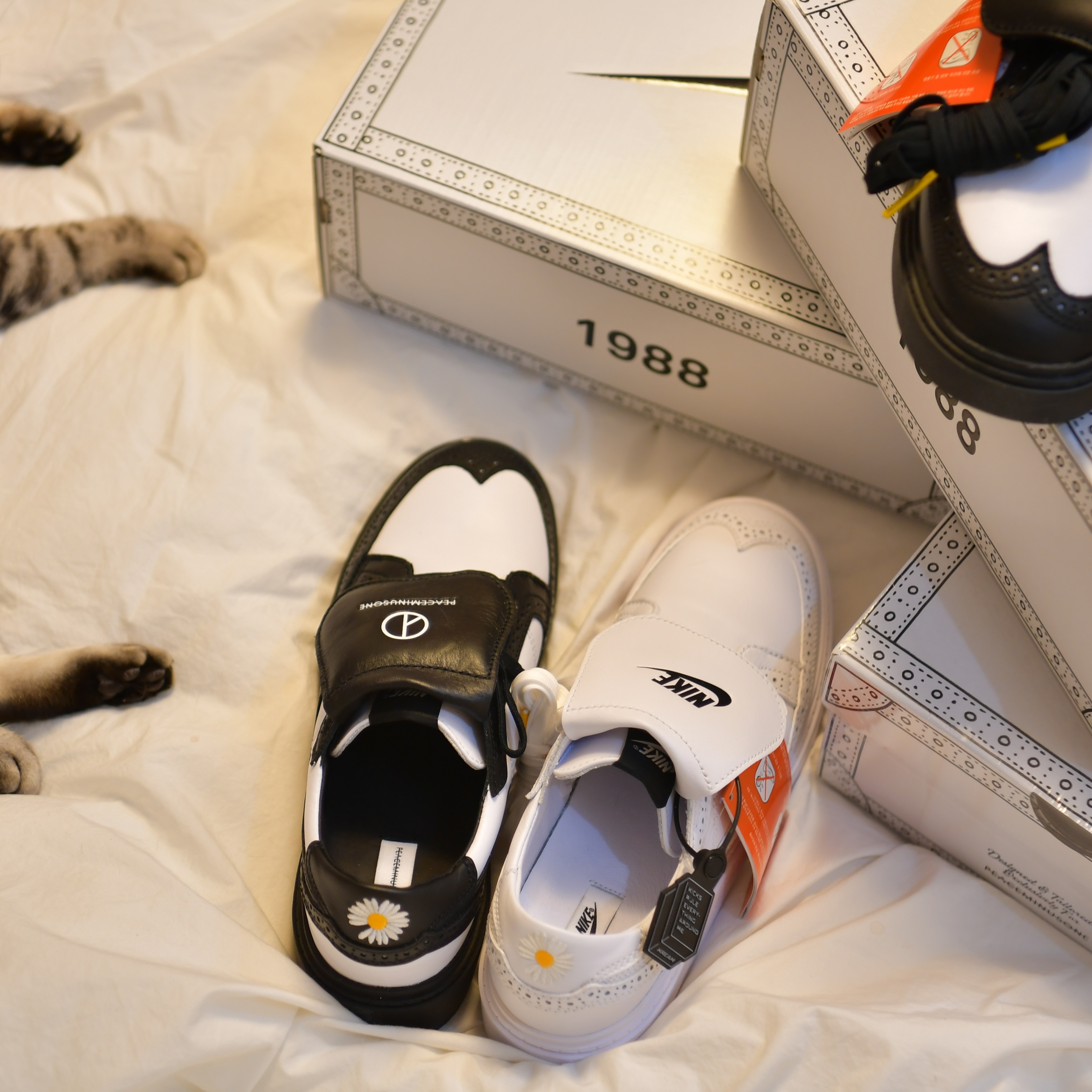 Nike x Peaceminusone Kwondo1 Black and White, Nike x Peaceminusone Kwondo1 White 착용 스타일 - 1