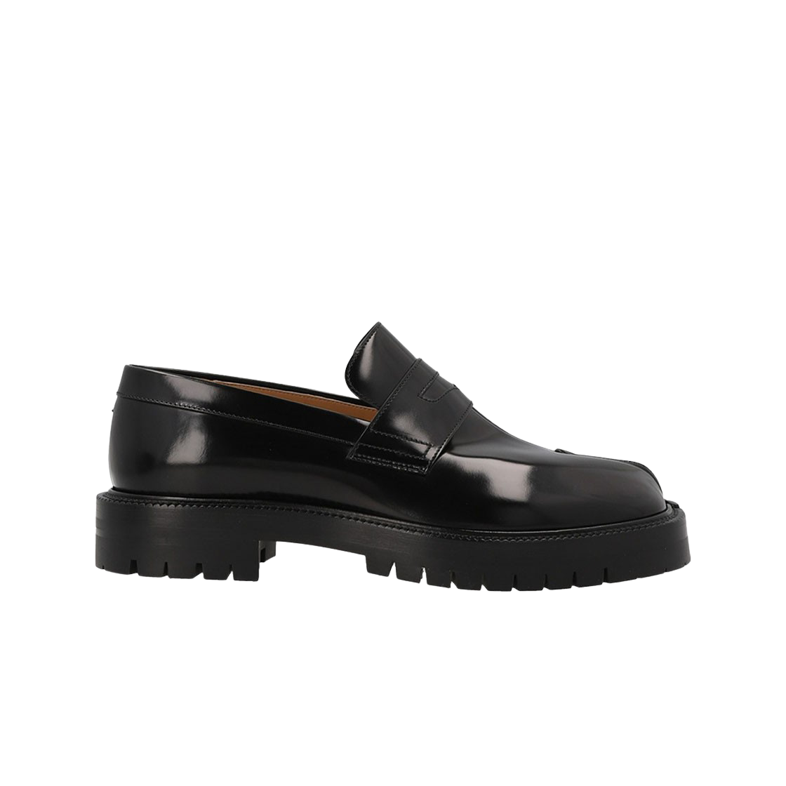 메종 마르지엘라 타비 브러쉬드 카프스킨 로퍼 블랙