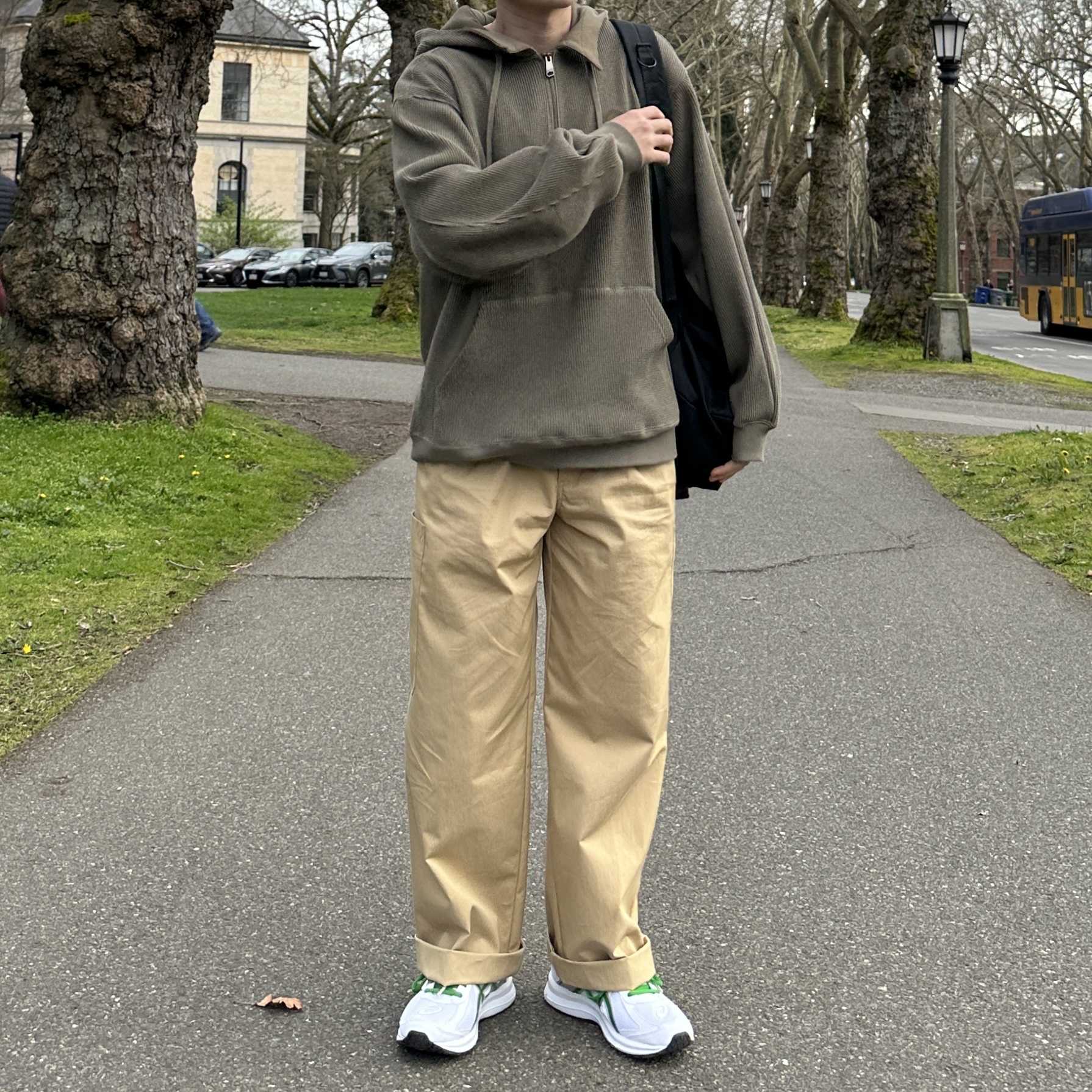 Asics Jog 100 S White Green - 2E Wide, Kenzo Belted Military Pants Beige 착용 스타일 - 3