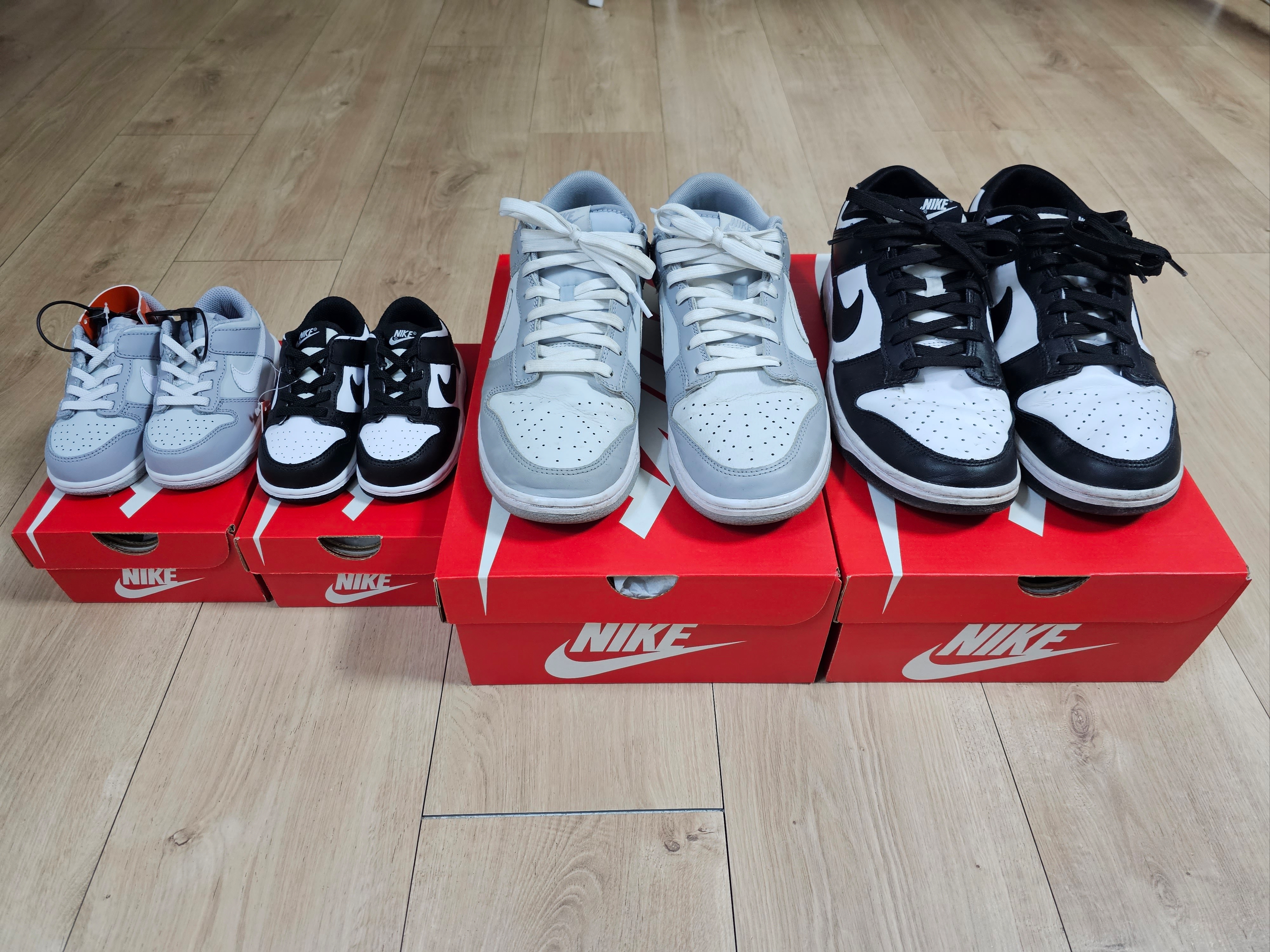 (TD) Nike Dunk Low Wolf Grey, (TD) Nike Dunk Low Black 착용 스타일 - 1