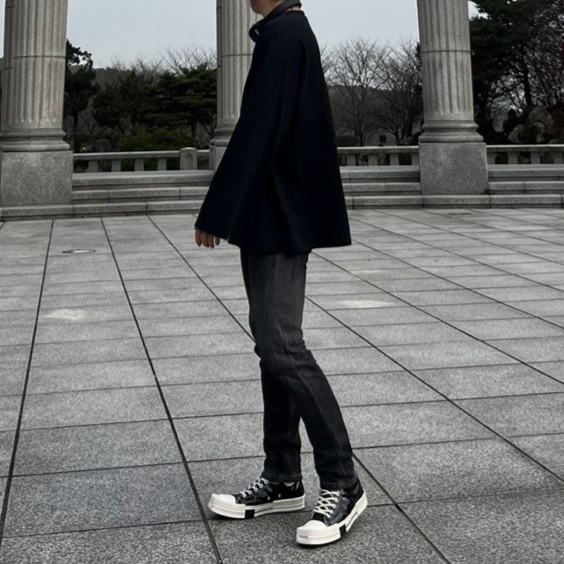Converse x Drkshdw Turbodrk Chuck 70 Hi Black Lacquered Denim 착용 스타일 - 1
