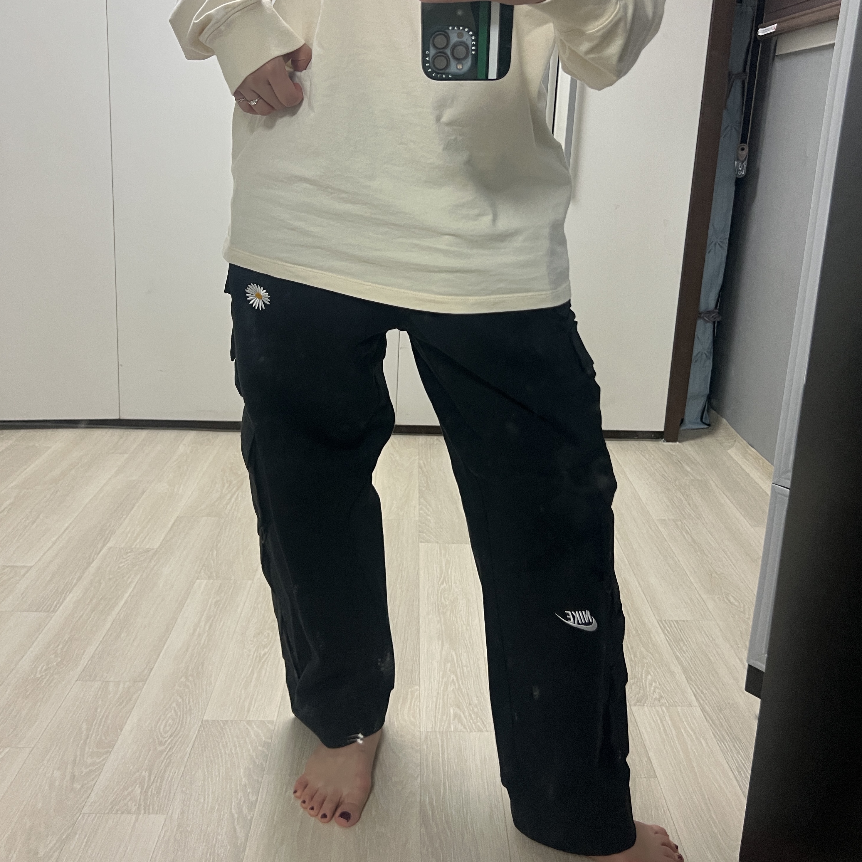 Nike x Peaceminusone Wide Pants Black (DR0096-010) 착용 스타일