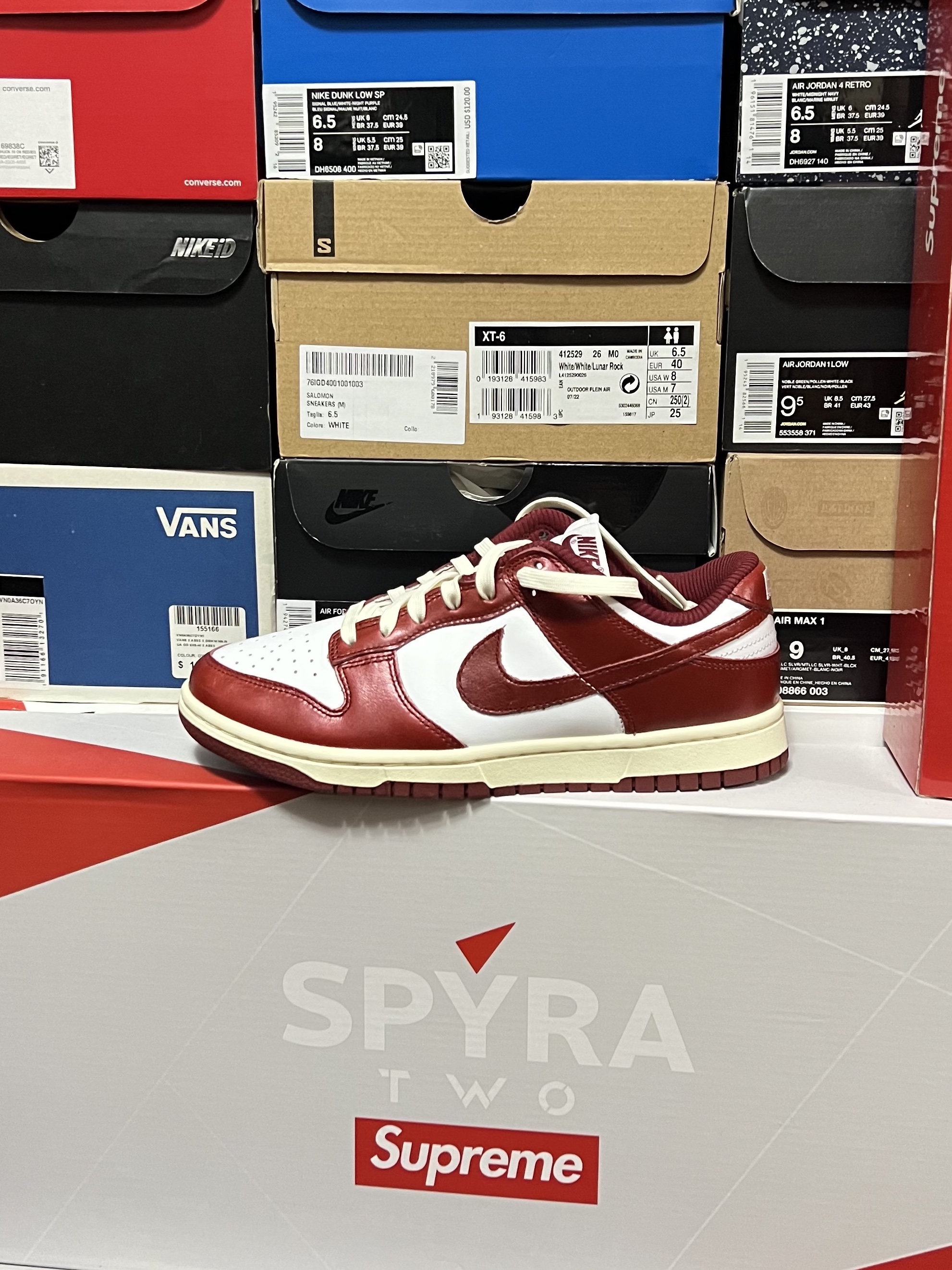 (W) Nike Dunk Low Retro PRM Team Red and White 착용 스타일