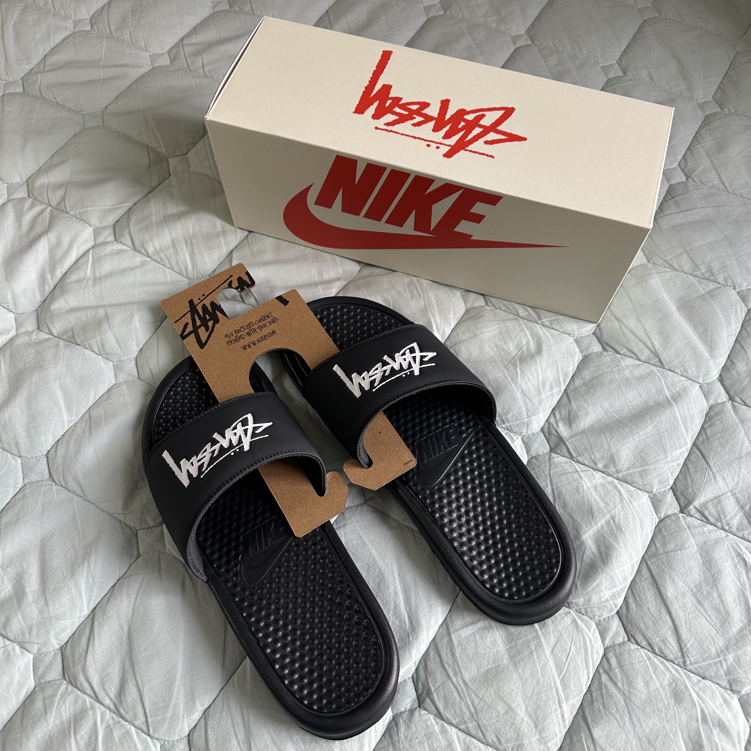 Nike x Stussy Benassi Slide Off Noir 착용 스타일