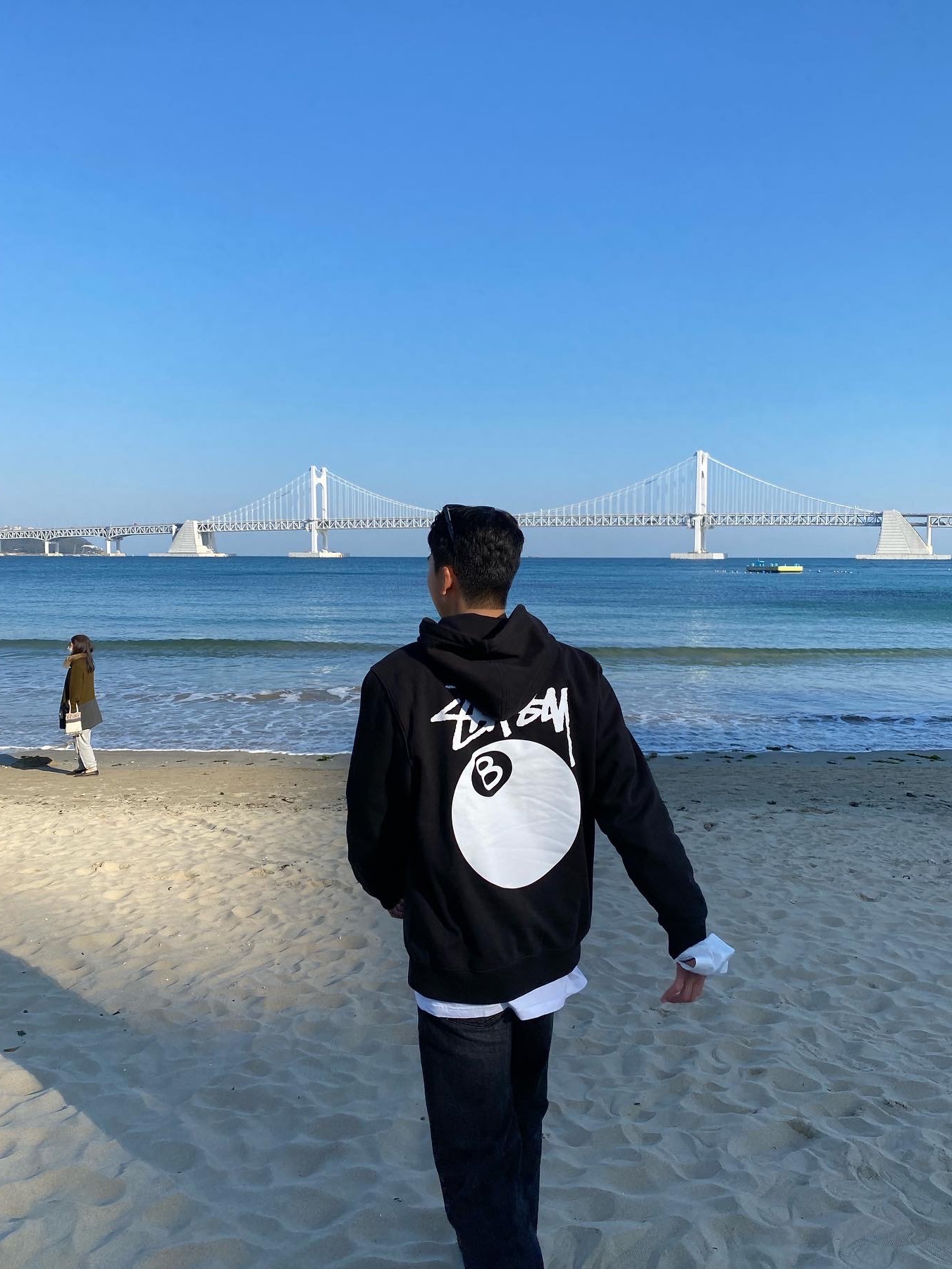 Stussy 8 Ball Hoodie Black - 21SS, Adidas Superstar Premium Black White 착용 스타일 - 2