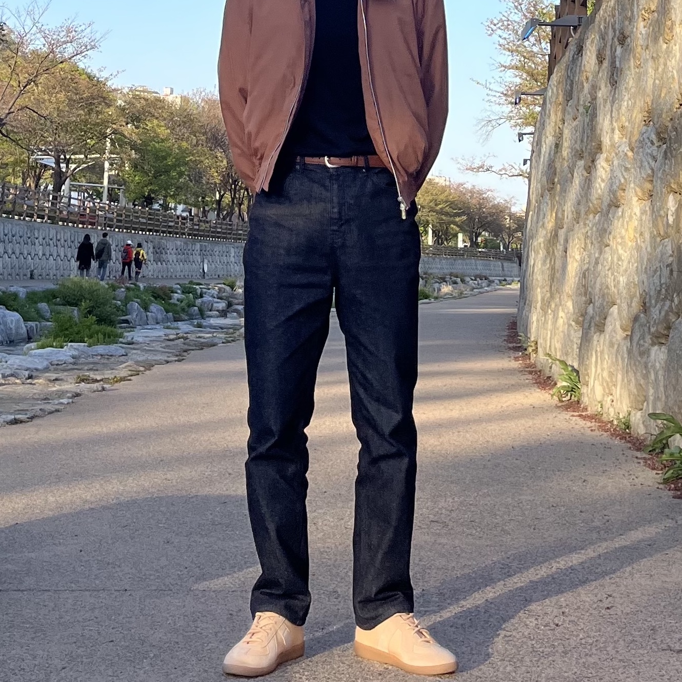 Maison Margiela Replica Sneakers Beige 착용 스타일