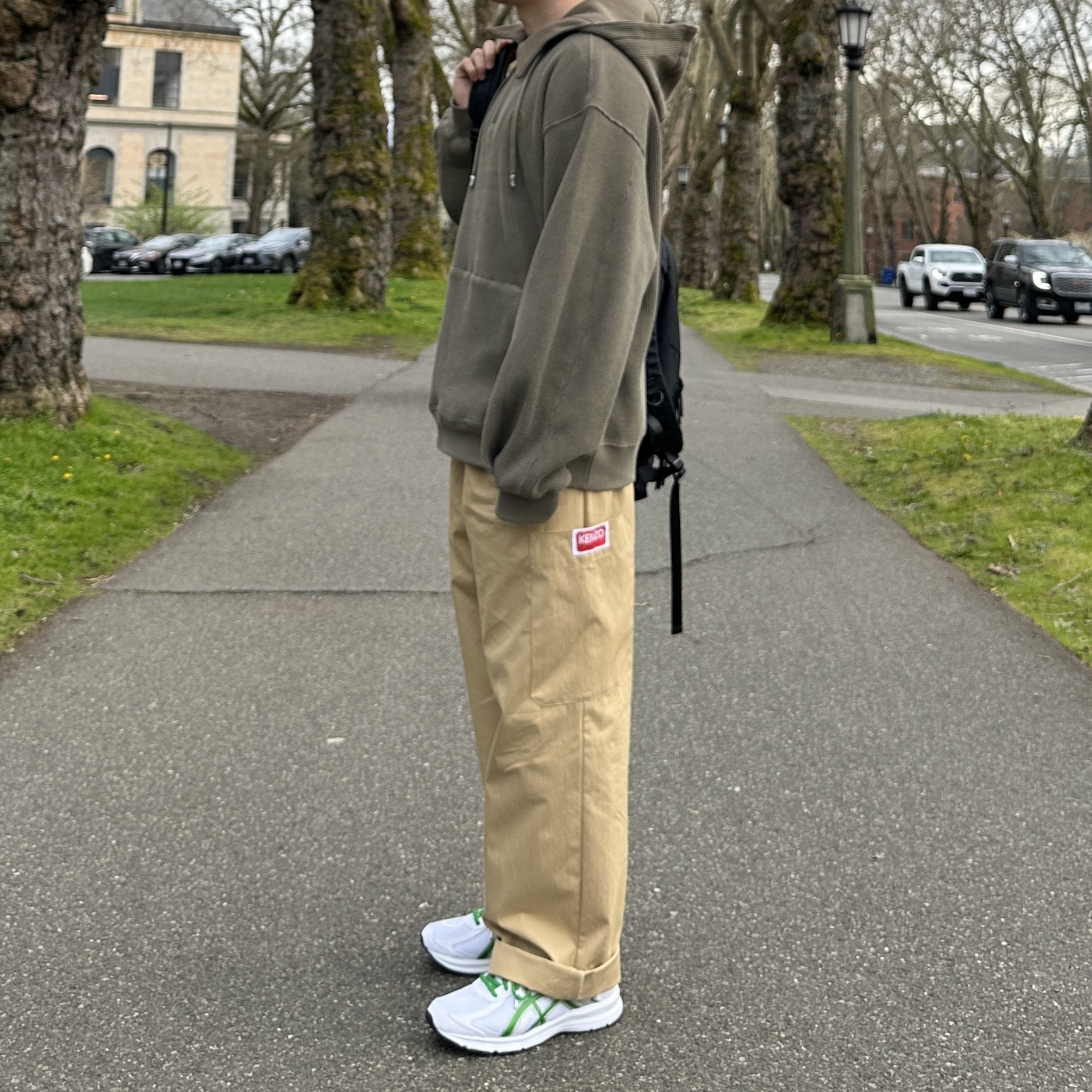 Asics Jog 100 S White Green - 2E Wide, Kenzo Belted Military Pants Beige 착용 스타일 - 1