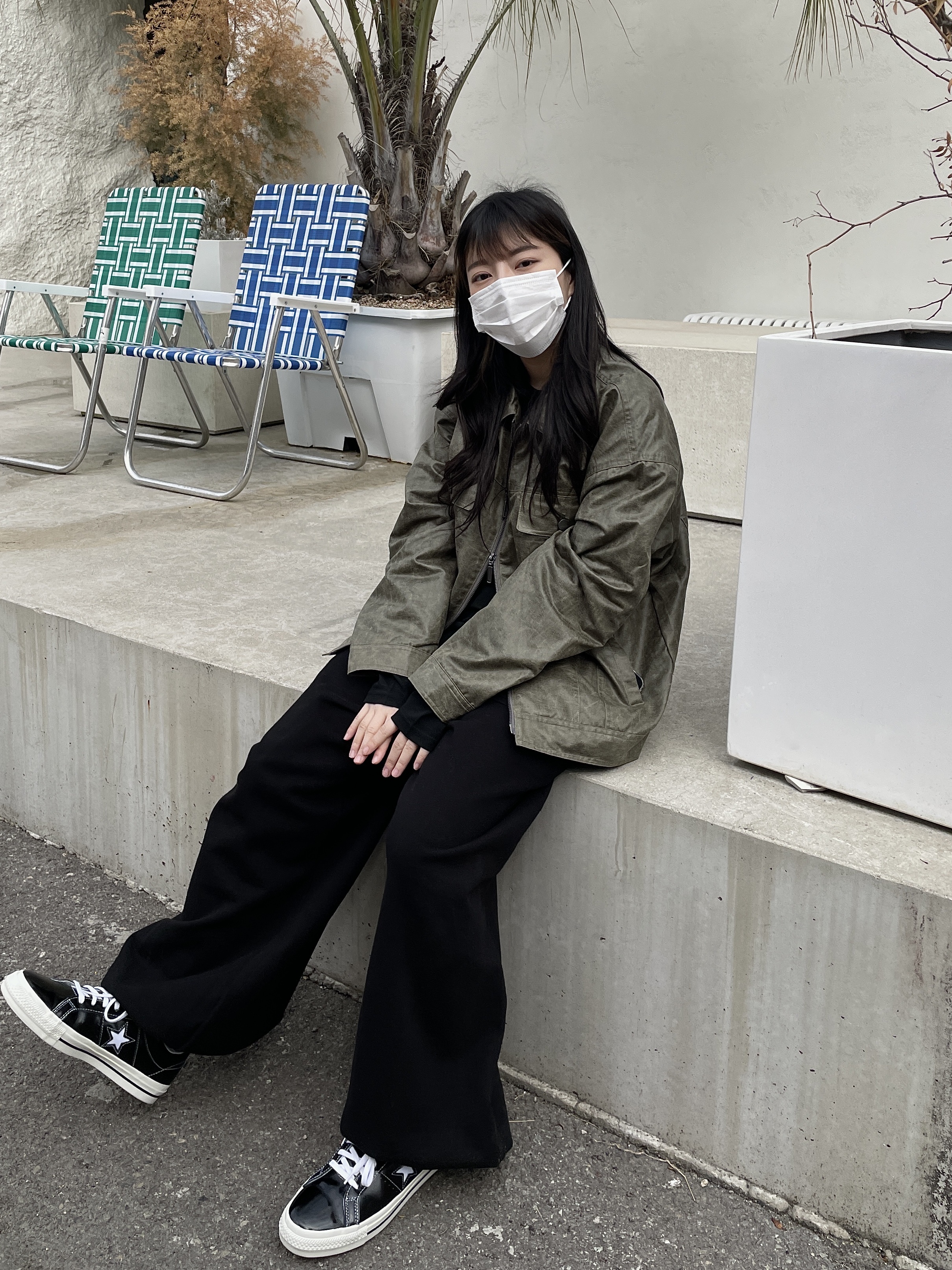 Converse x Stussy One Star Ox Black 착용 스타일 - 3