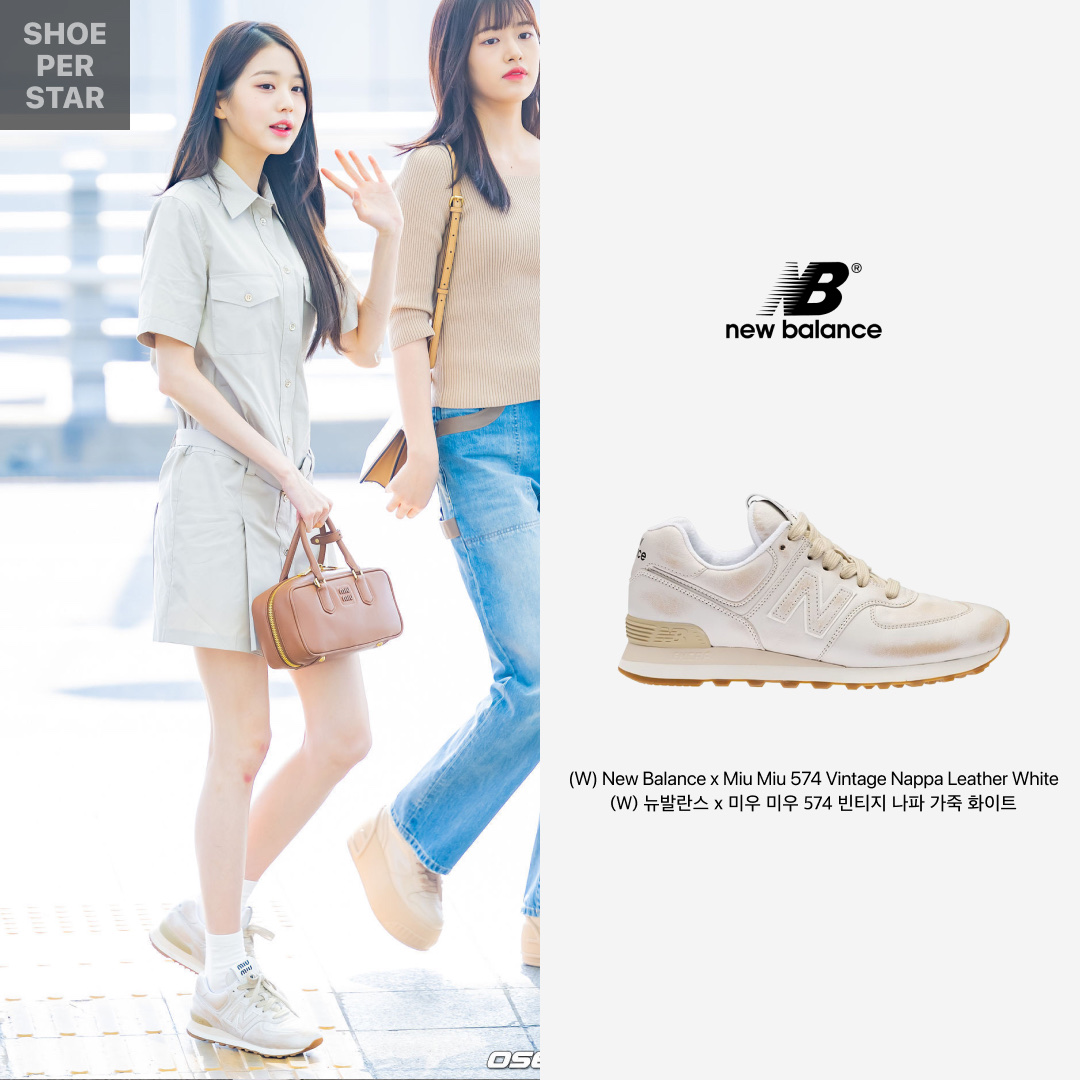(W) New Balance x Miu Miu 574 Denim White, (W) New Balance x Miu Miu 574 Vintage Nappa Leather White 착용 스타일 - 2