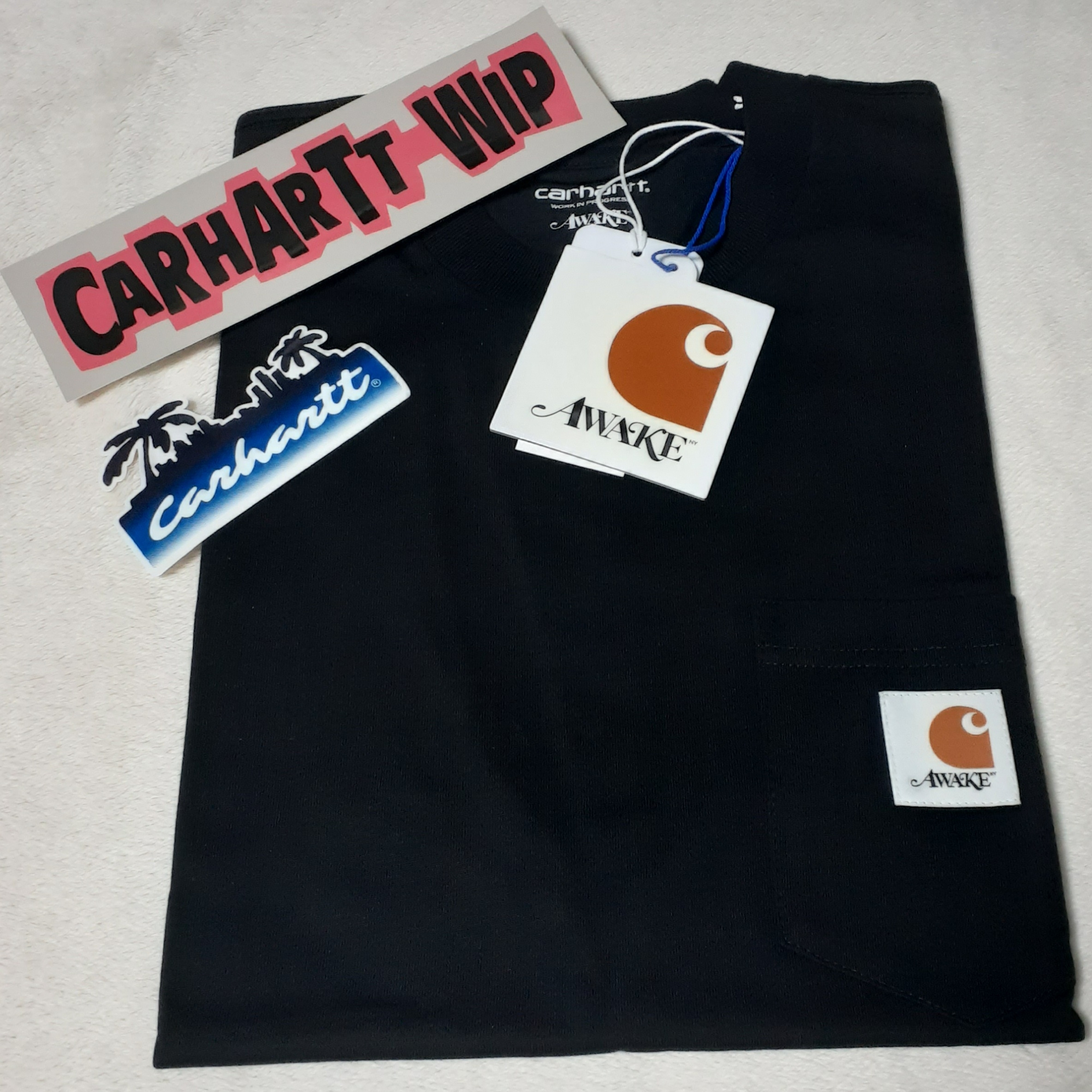 Carhartt WIP x Awake NY Pocket T-Shirt Black 착용 스타일