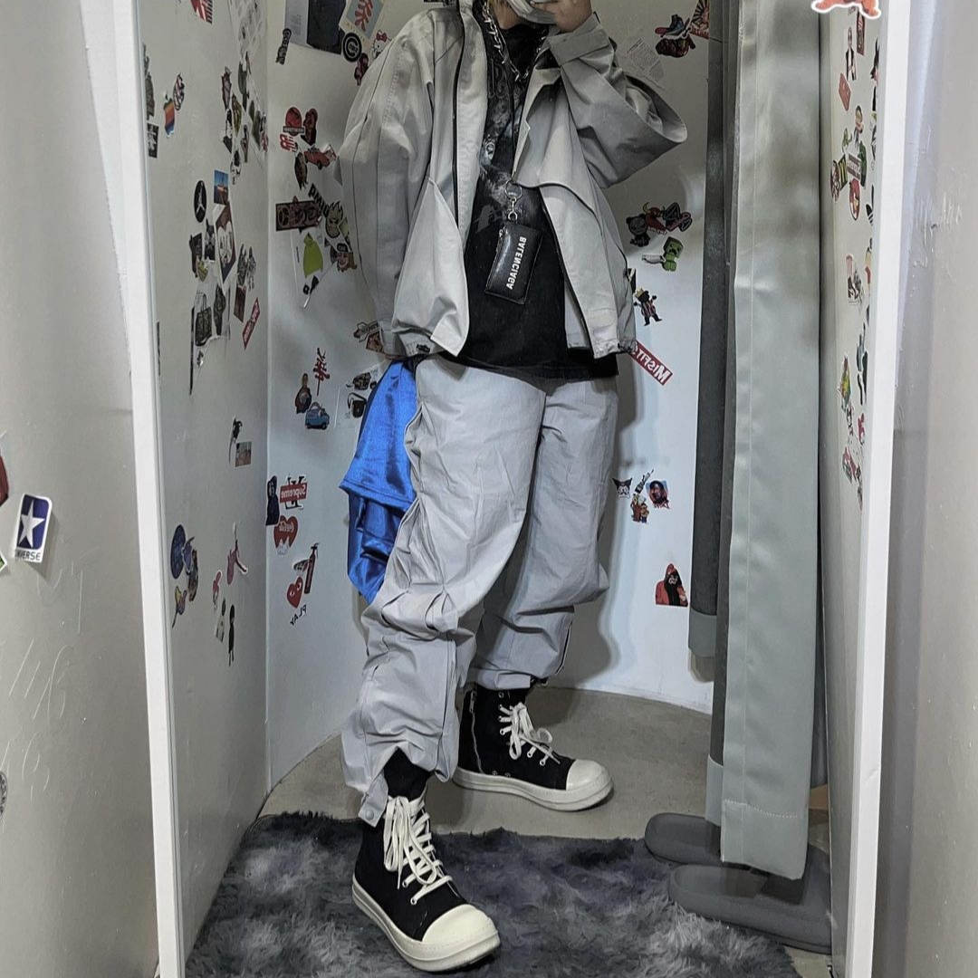 AOP Multi Layered Jacket Dust grey 착용 스타일