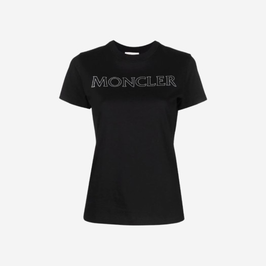 (W) 몽클레르 라미네이티드 로고 티셔츠 블랙 - 22SS