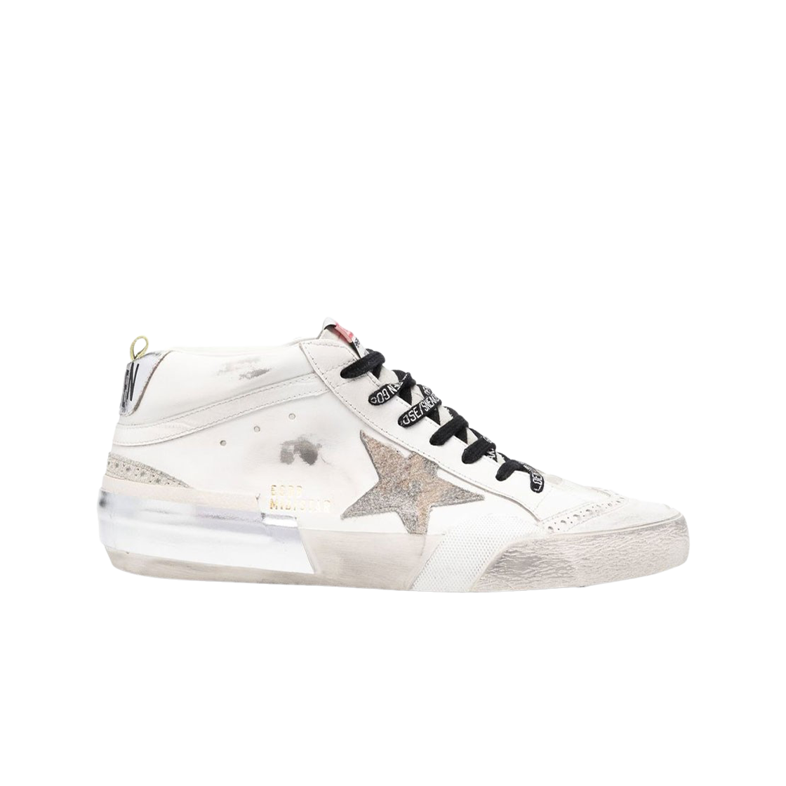골든구스 미드 스타 클래식 화이트 카모플라주 그레 라미네이티드 실버탭 스니커즈(Golden Goose Mid Star Classic White Camouflage Gre Laminated Silver Heel Tab Sneakers) - 1