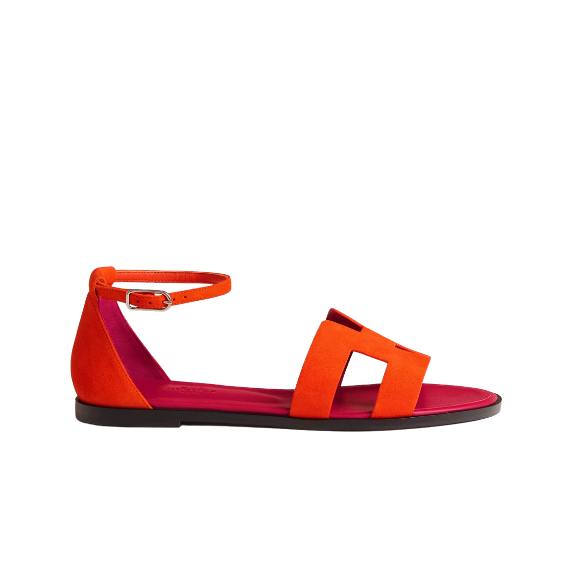 (W) 에르메스 산토리니 샌들 스웨이드 고트스킨 & 오랑쥬 생테티끄((W) Hermes Santorini Sandal Suede Goatskin & Orange Synthetique) - 1