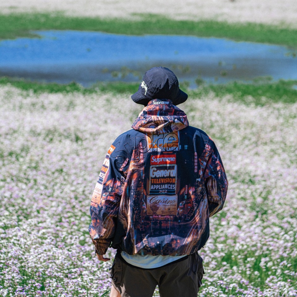 Supreme x The North Face Taped Seam Shell Jacket Times Square - 22FW, Nike x Stussy Bucket Hat Black 착용 스타일 - 1