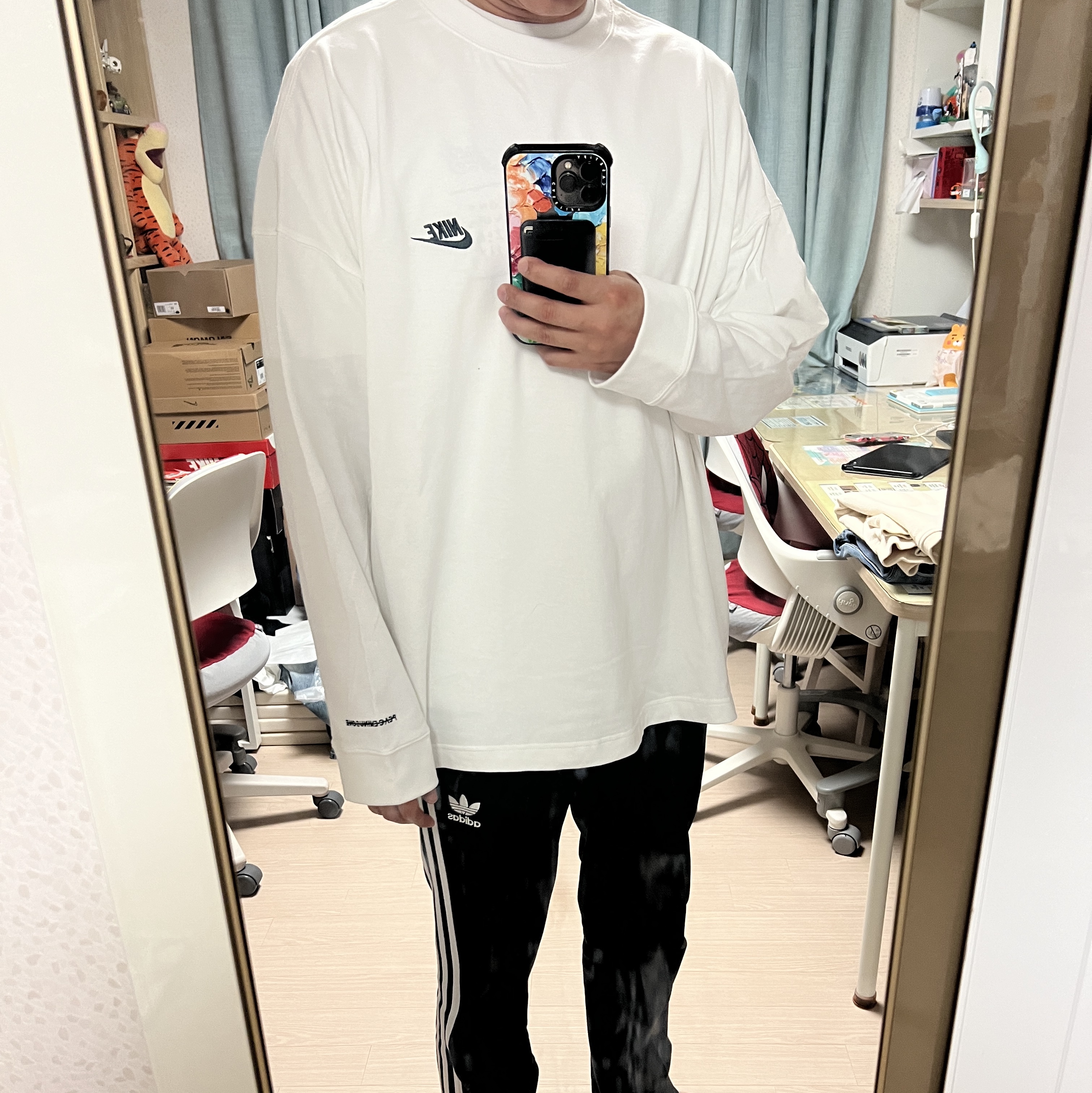 Nike x Peaceminusone LS T-Shirt White (DR0098-100) 착용 스타일 - 2