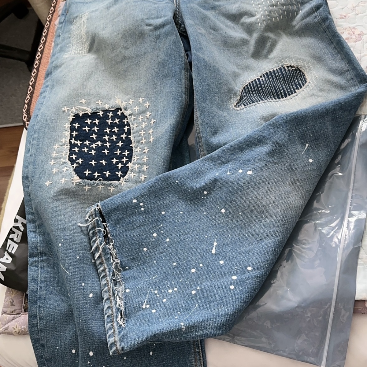 Zara x Ader Error Patchwork Jeans Blue 착용 스타일