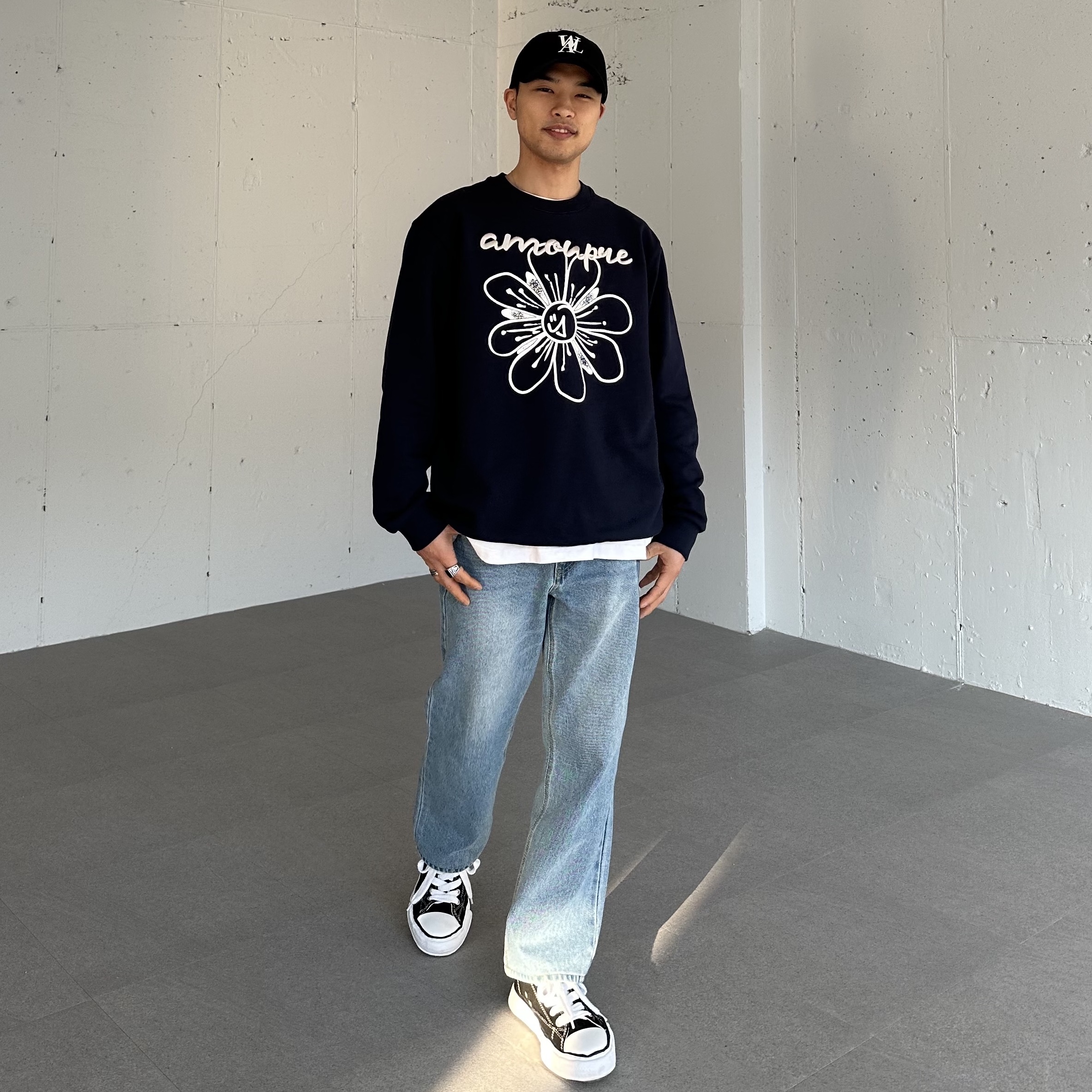 Maison Mihara Yasuhiro Peterson OG Sole Canvas Low Sneakers Black 착용 스타일