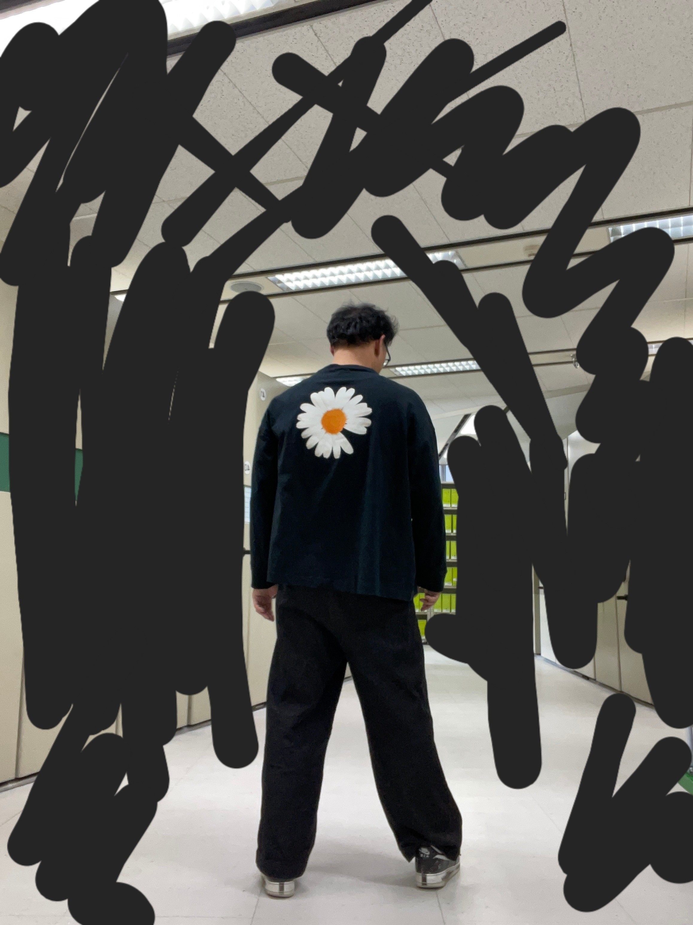 Nike x Peaceminusone LS T-Shirt Black (DR0098-010), Nike x Peaceminusone Air Force 1 Low Para-Noise 착용 스타일 - 1