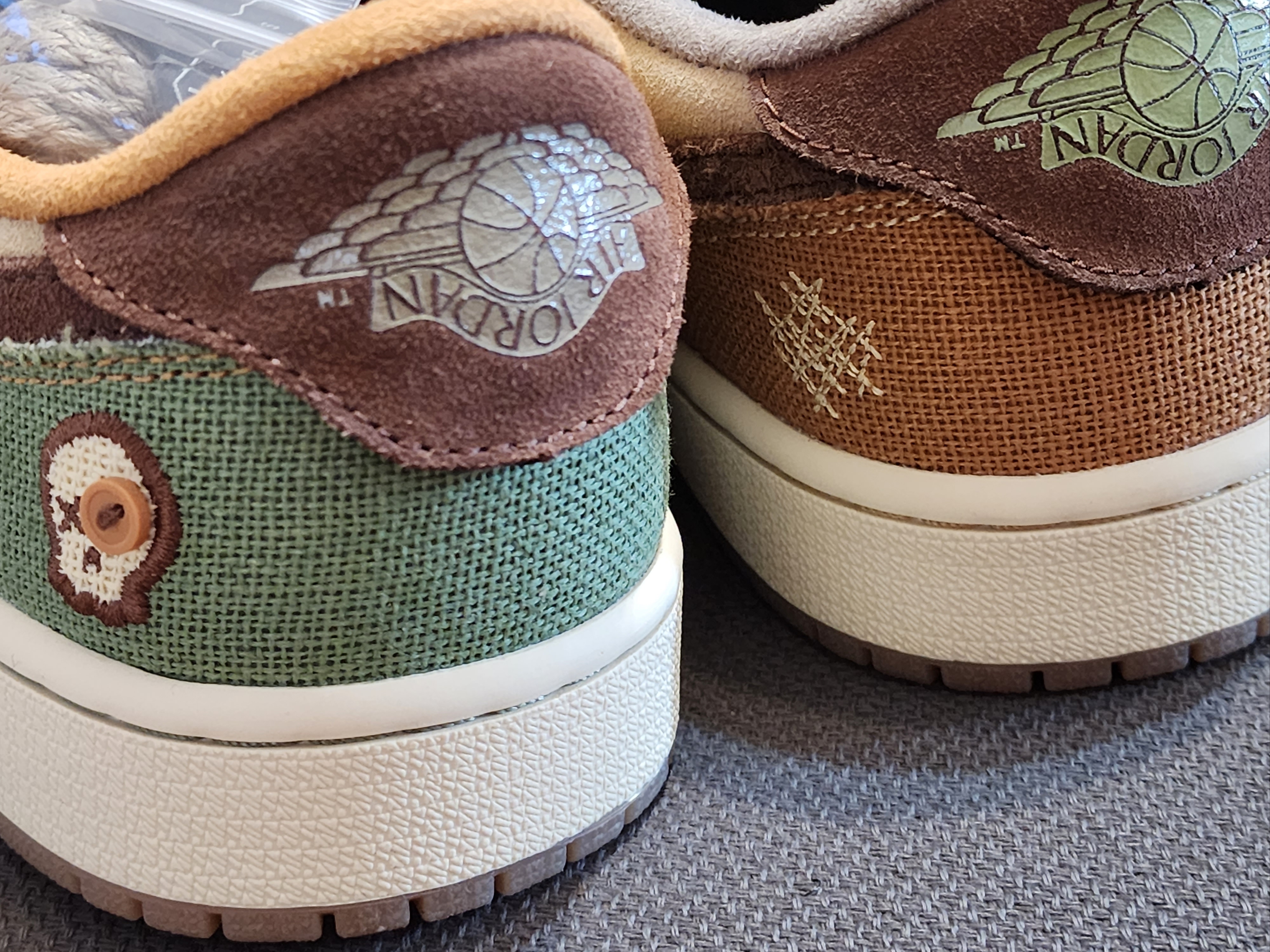 Jordan 1 x Zion Williamson Retro Low OG Flax and Oil Green 착용 스타일 - 4