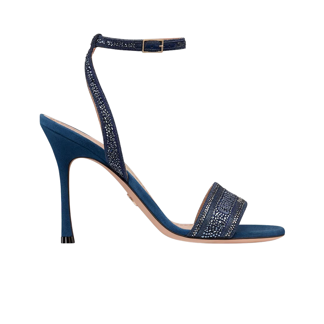 (W) 디올 디웨이 힐 샌들 자수 코튼 로얄 블루((W) Dior Dway Heeled Sandal Embroidered Cotton Royal Blue) - 1