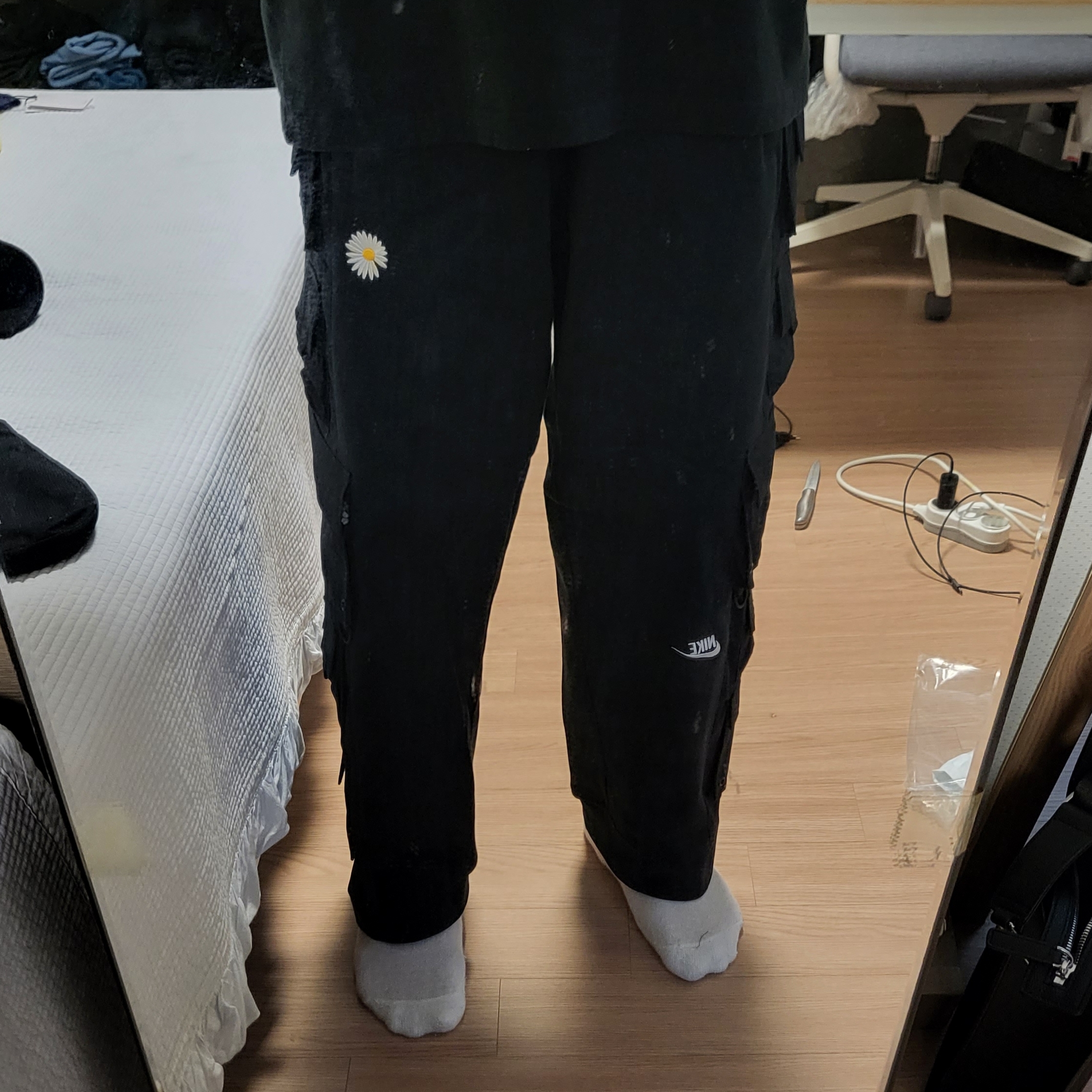 Nike x Peaceminusone Wide Pants Black (DR0096-010) 착용 스타일 - 2