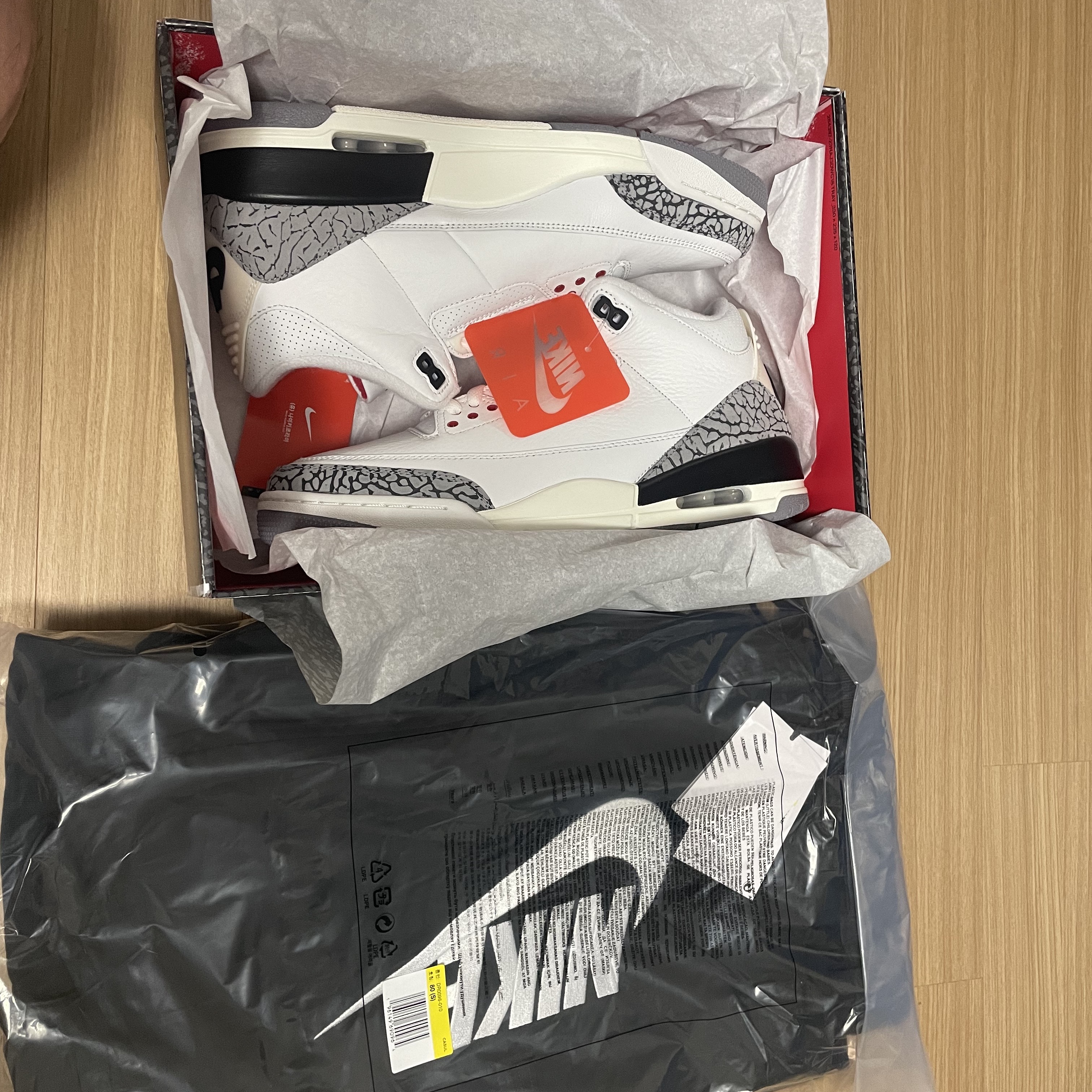 Jordan 3 Retro White Cement Reimagined, Nike x Peaceminusone Wide Pants Black (DR0096-010) 착용 스타일 - 2