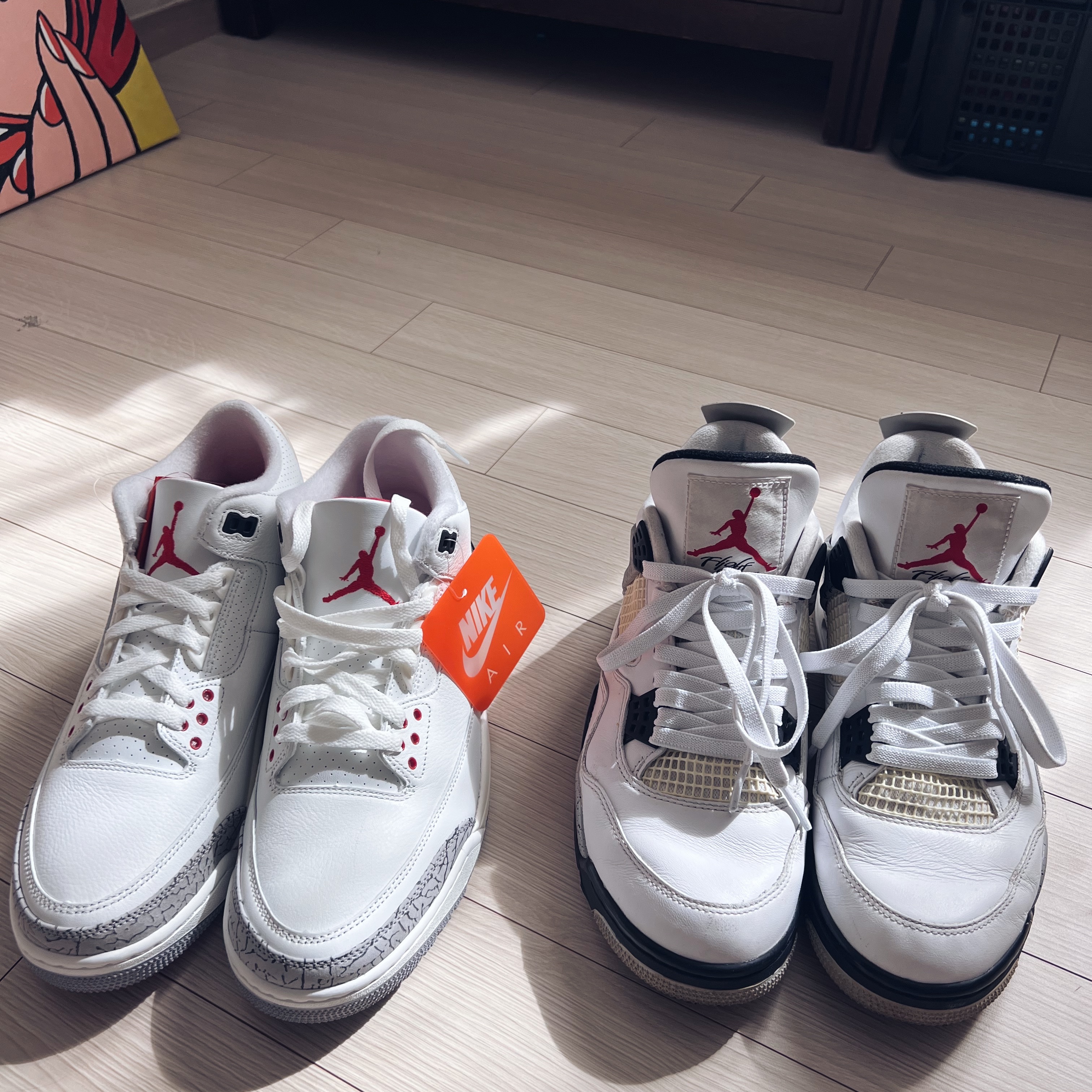 Jordan 3 Retro White Cement Reimagined, Jordan 4 Retro OG White Cement 2016 착용 스타일 - 2