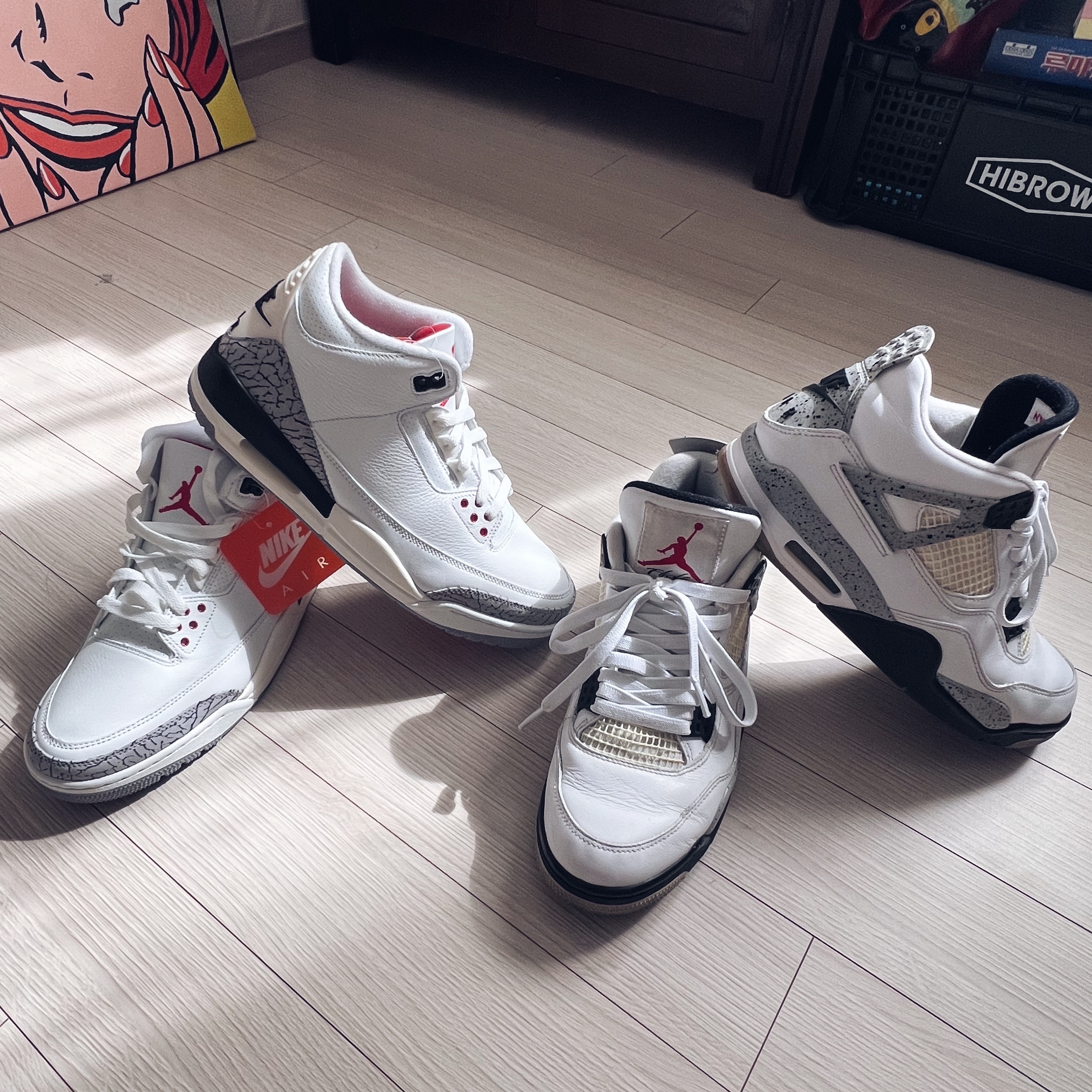 Jordan 3 Retro White Cement Reimagined, Jordan 4 Retro OG White Cement 2016 착용 스타일 - 1