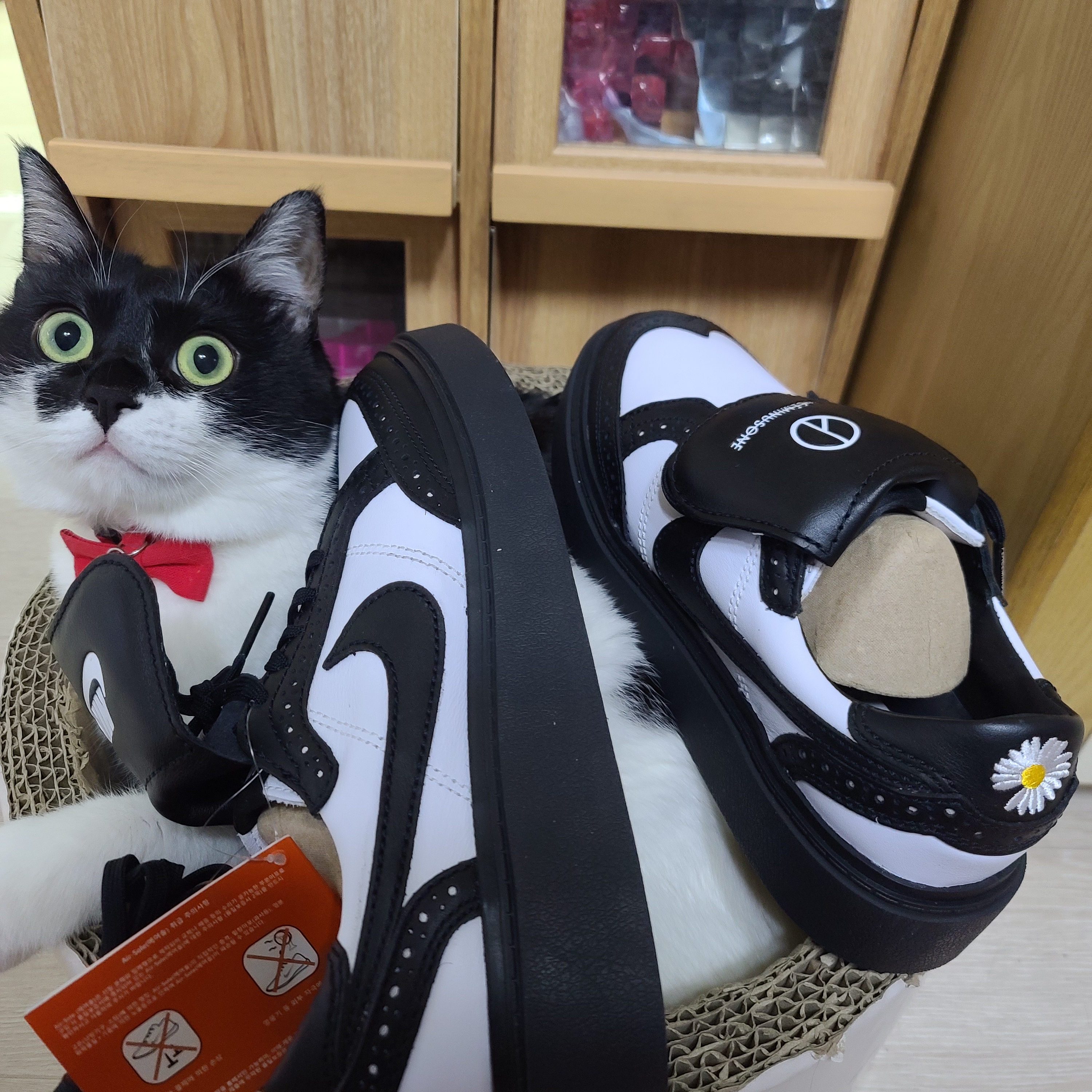 Nike x Peaceminusone Kwondo1 Black and White 착용 스타일 - 3
